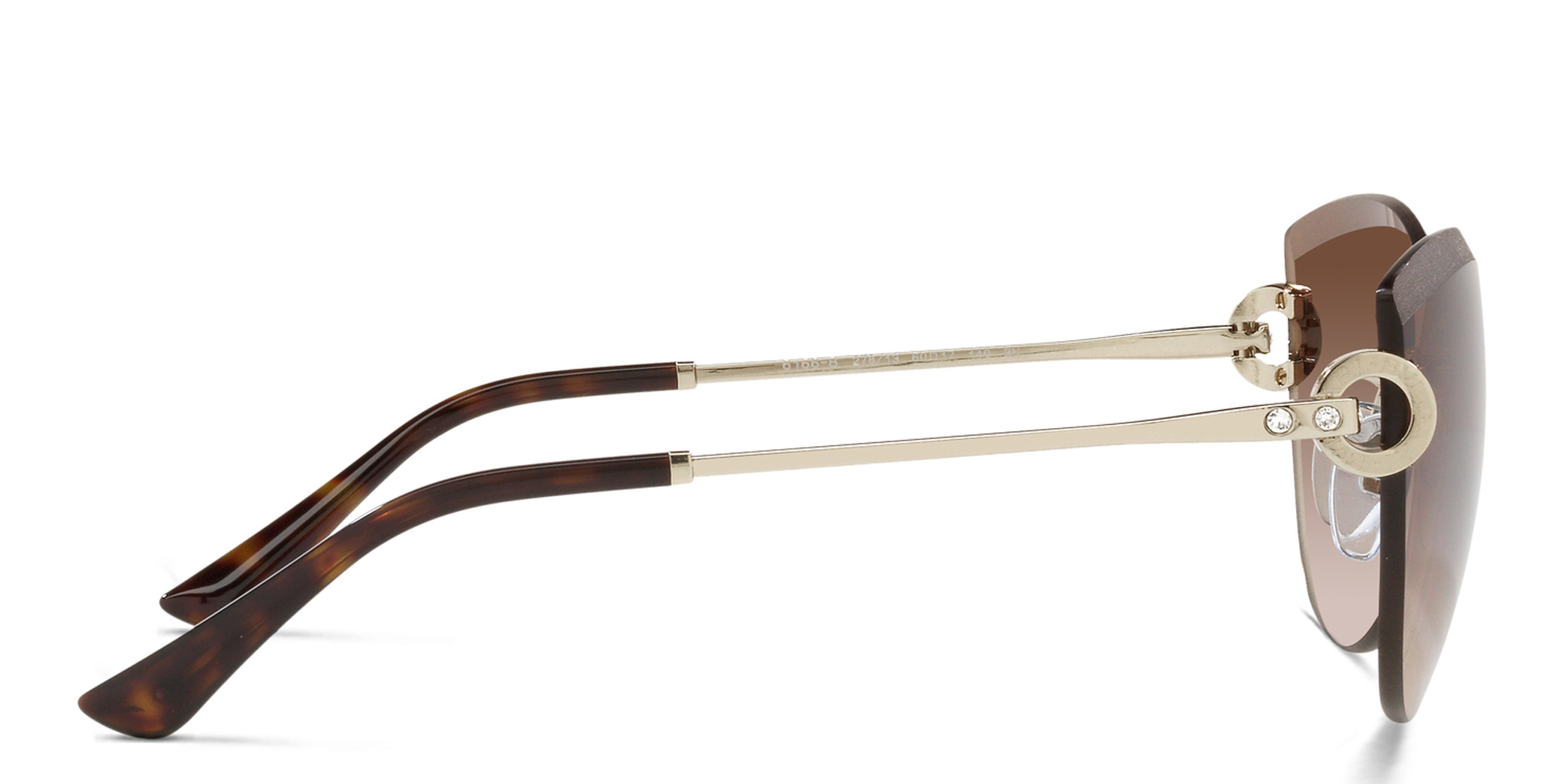 Shop BVLGARI Rimless Cat-Eye Sunglasses in Pale Gold online.