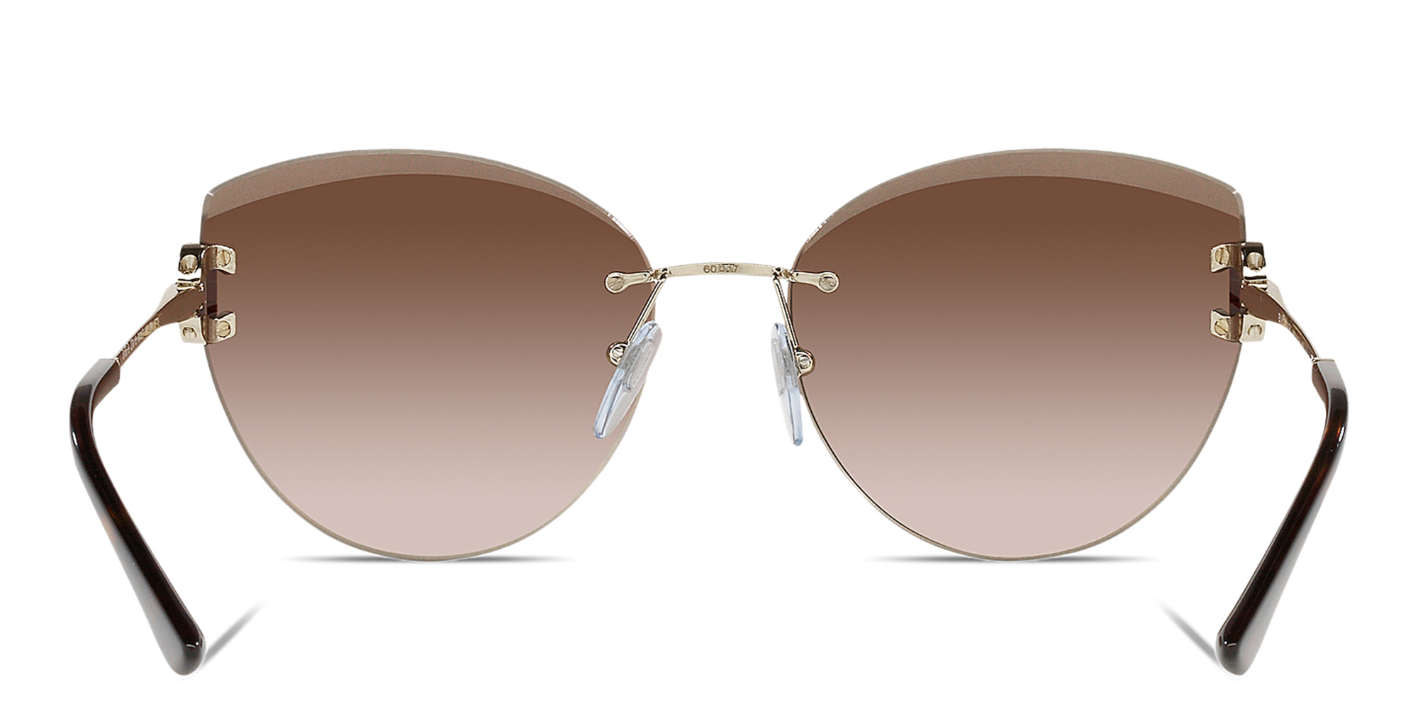 Shop BVLGARI Rimless Cat-Eye Sunglasses in Pale Gold online.