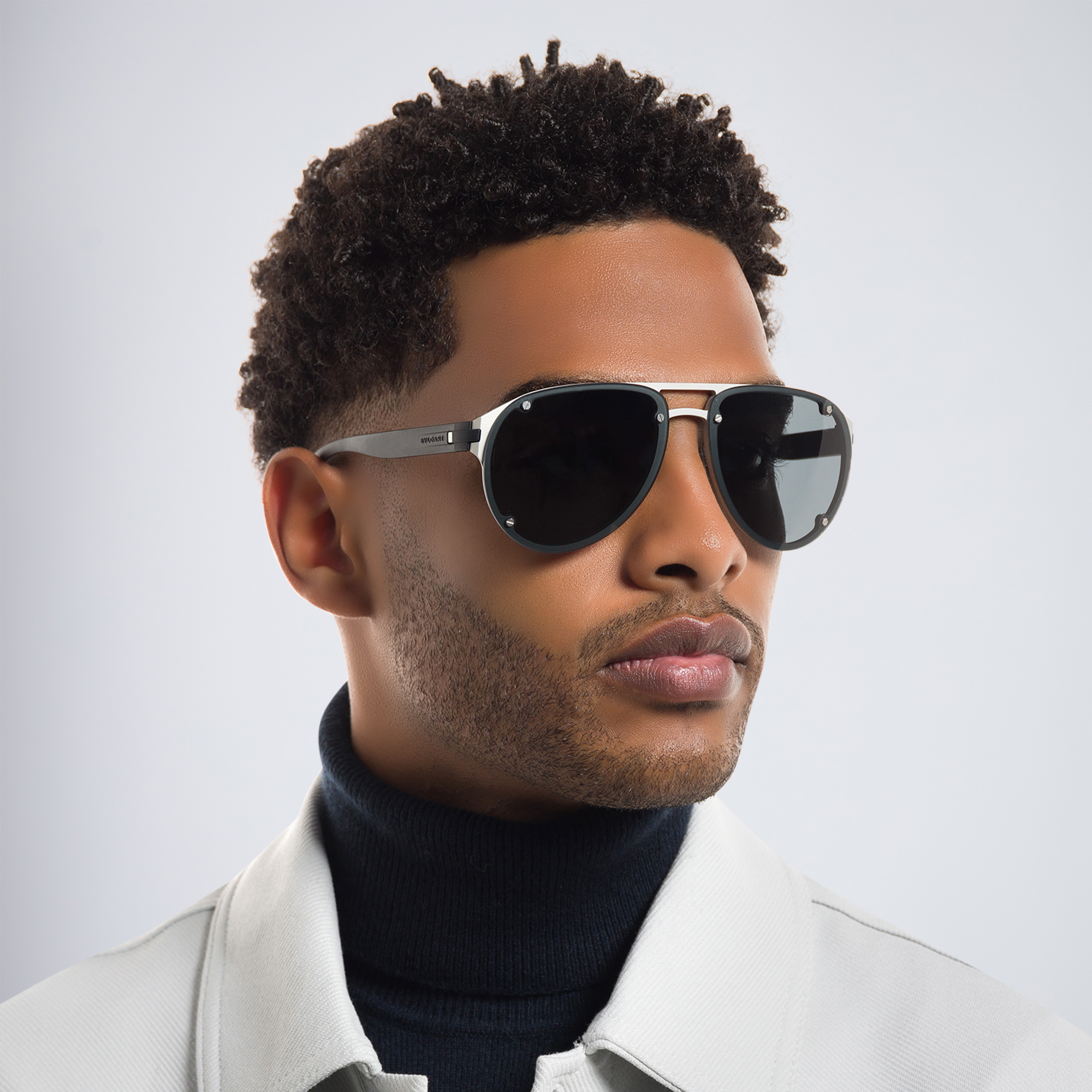 BVLGARI Aviator Sunglasses in Silver – Product Photo 6