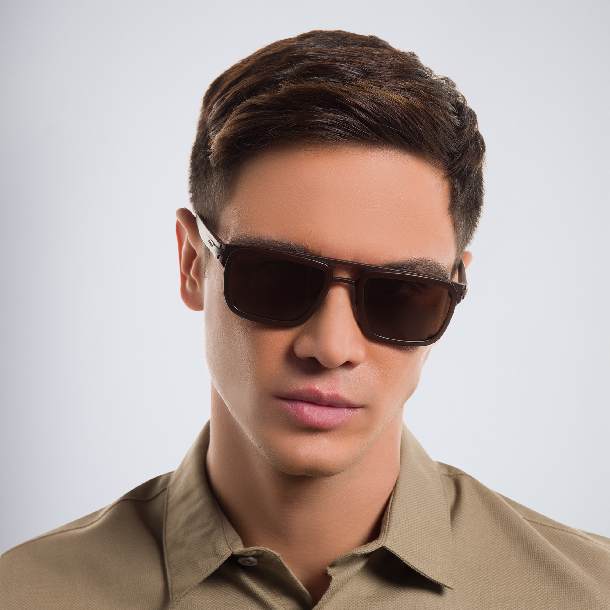BVLGARI Rectangle Sunglasses in Brown – Product Photo 5