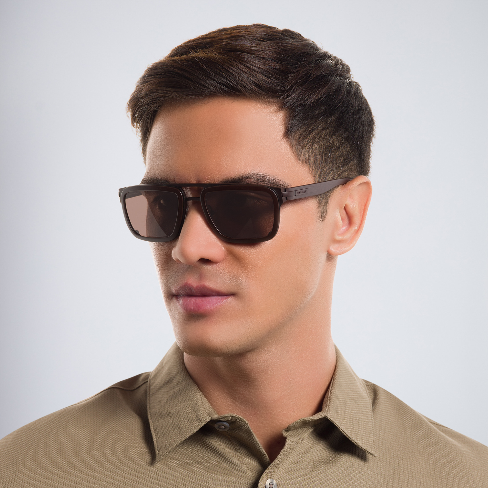 BVLGARI Rectangle Sunglasses in Brown – Product Photo 6