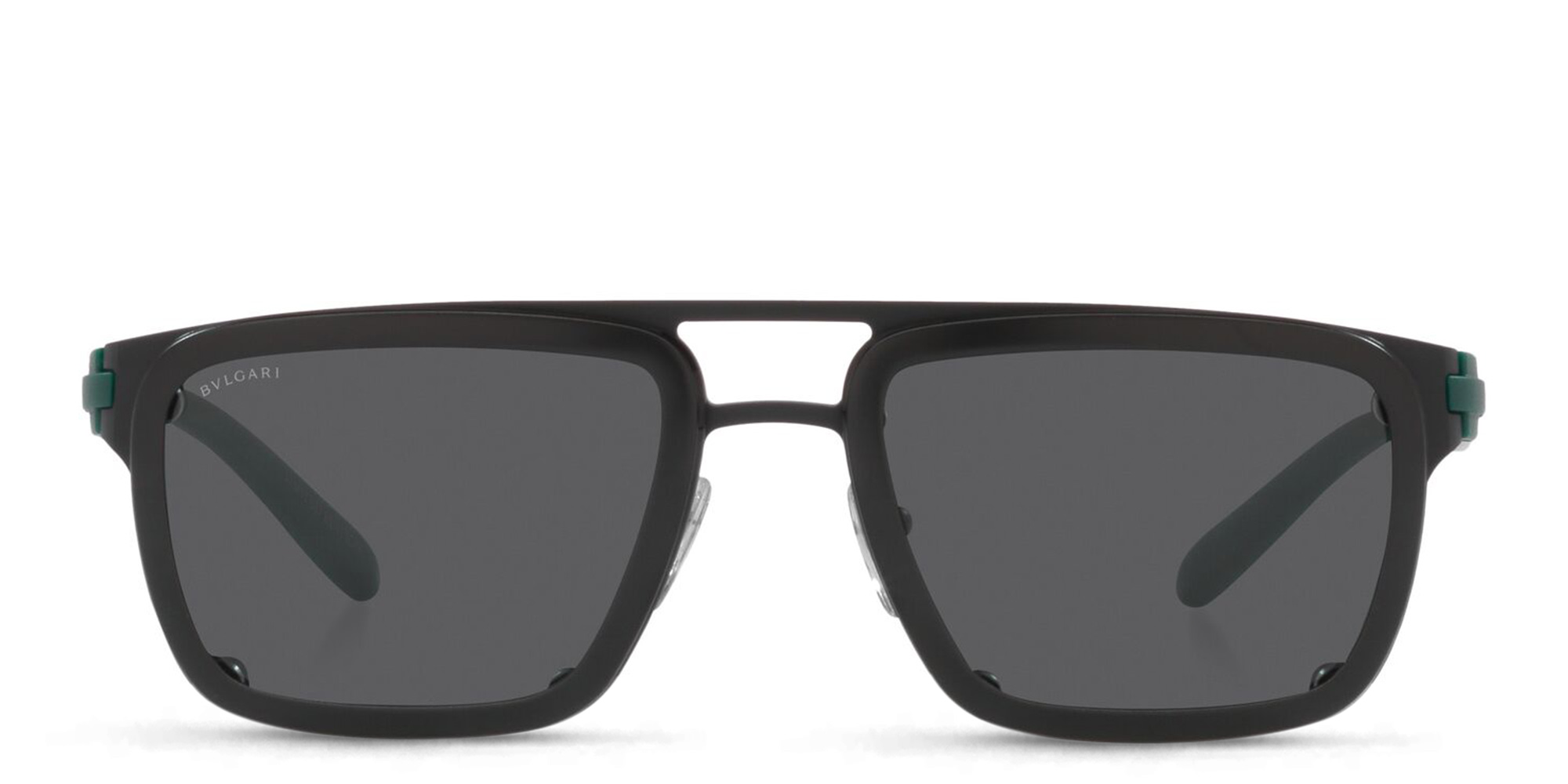 Shop BVLGARI MAGRABi Exclusive Rectangle Sunglasses in Black online.