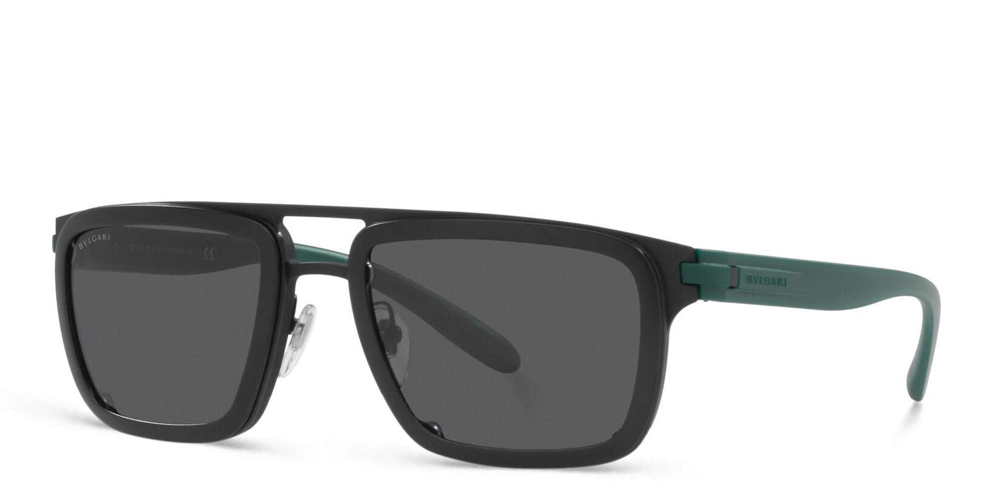 Shop BVLGARI MAGRABi Exclusive Rectangle Sunglasses in Black online.