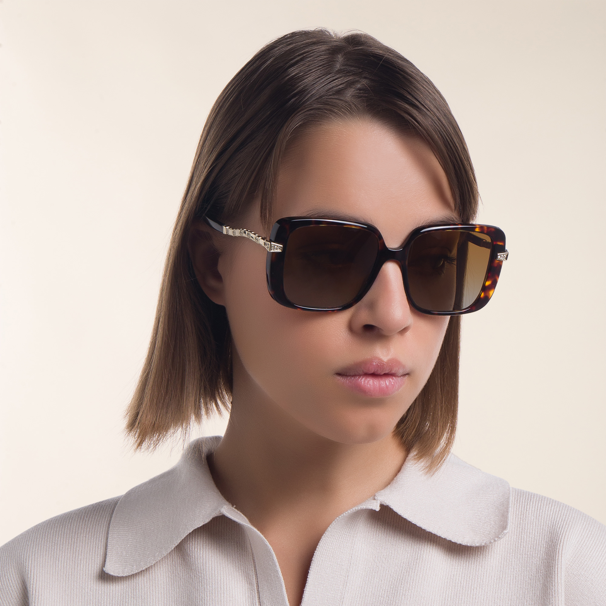 BVLGARI Square Sunglasses in Havana – Product Photo 6