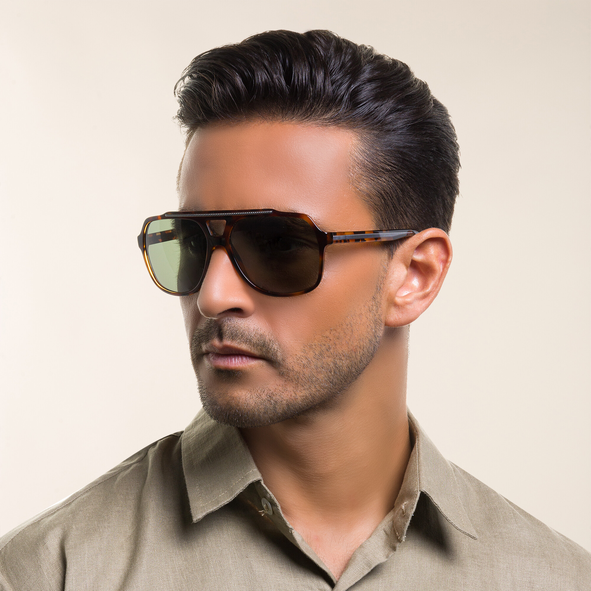 Shop Dolce & Gabbana Aviator Sunglasses in Brown Havana online.
