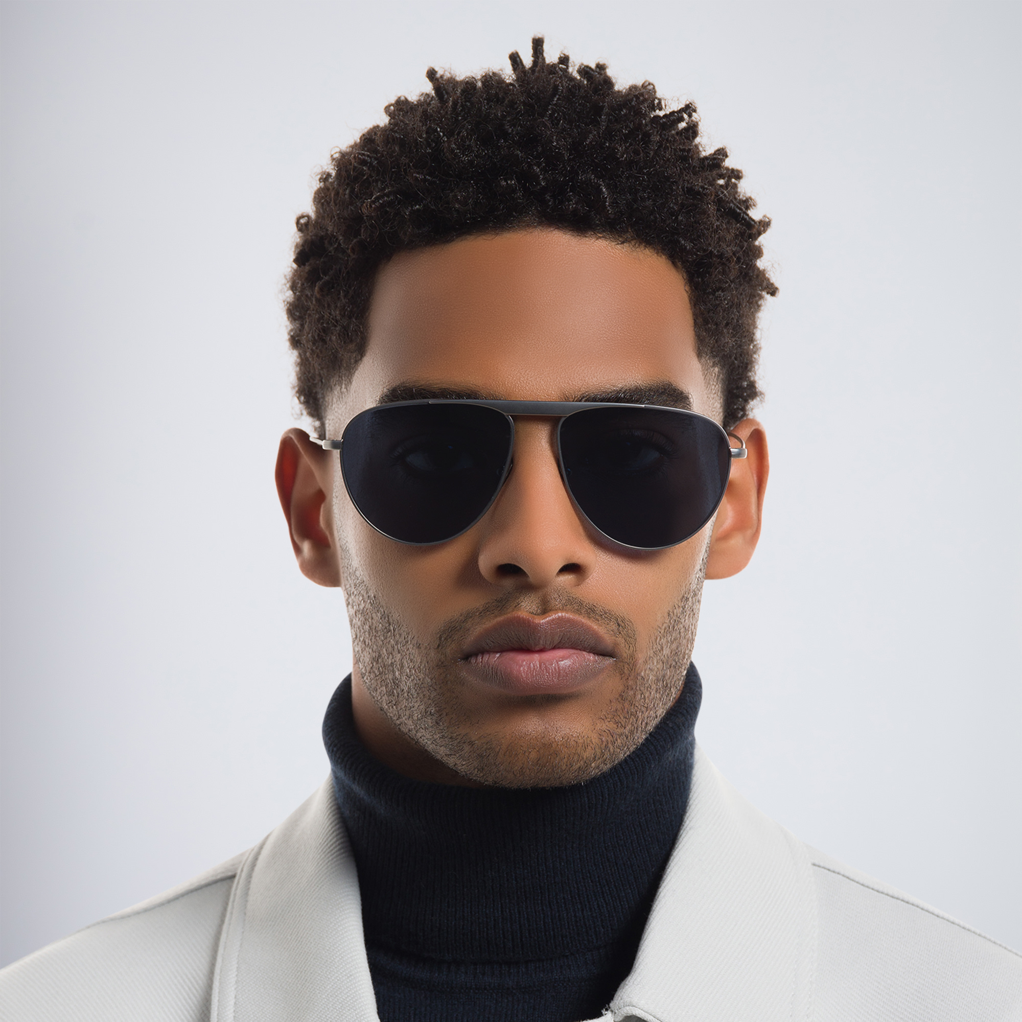 GIORGIO ARMANI Aviator Sunglasses in Matte Gunmetal – Product Photo 5