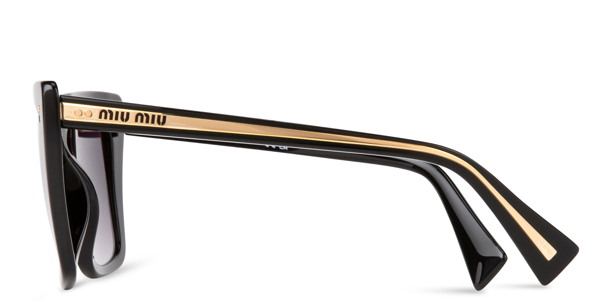 نظارة شمسية بإطار مربع من ميو ميو بلون أسود - صورة المنتج 2
