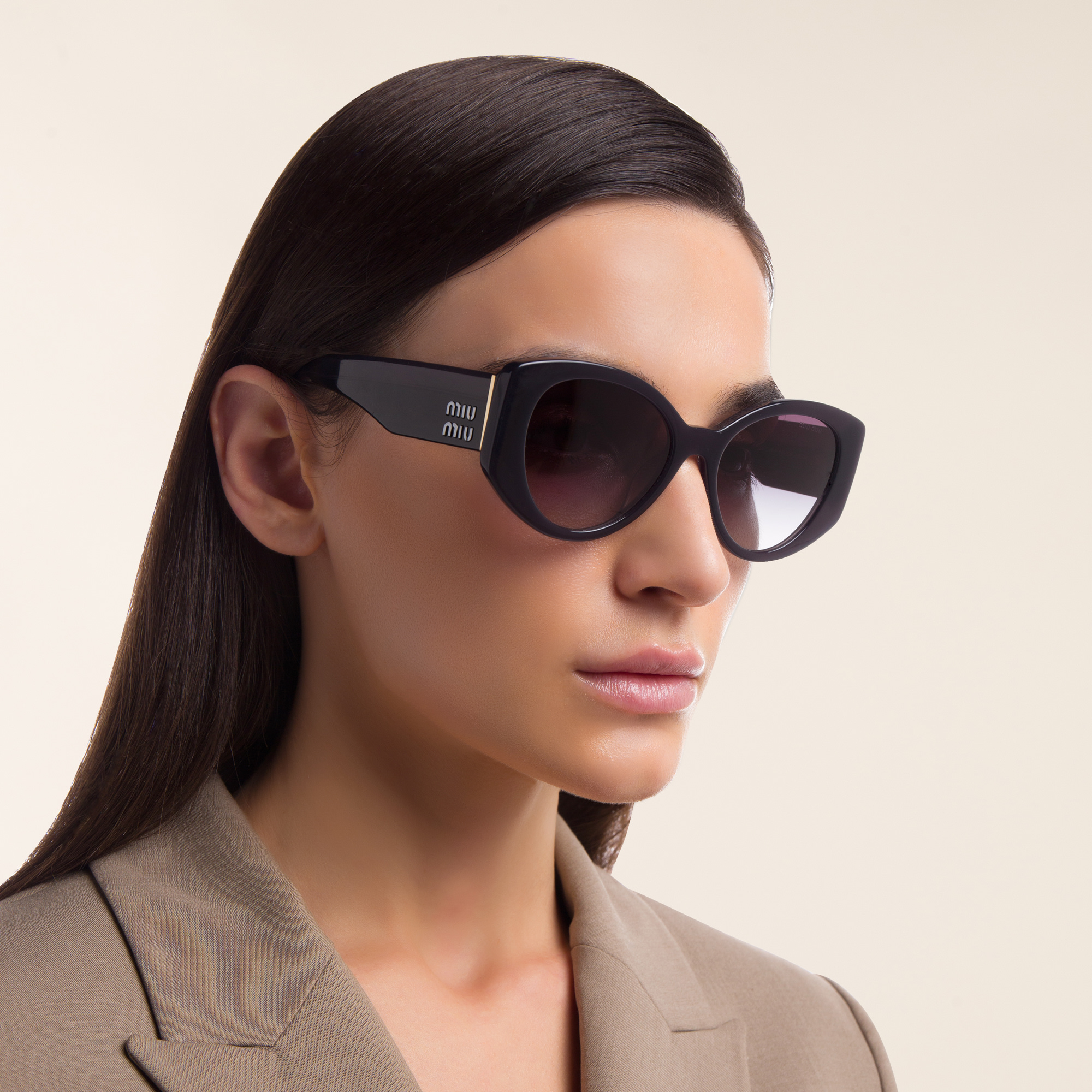 MIU MIU Irregular Sunglasses in Grey Opal – Product Photo 5