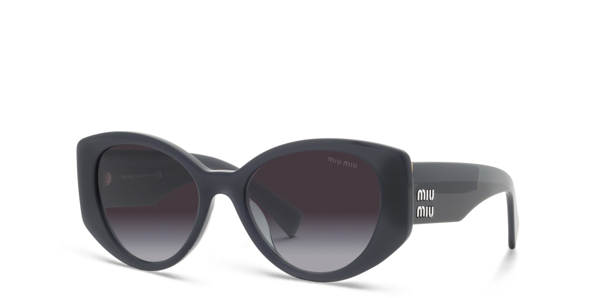 MIU MIU Irregular Sunglasses in Grey Opal – Product Photo 2