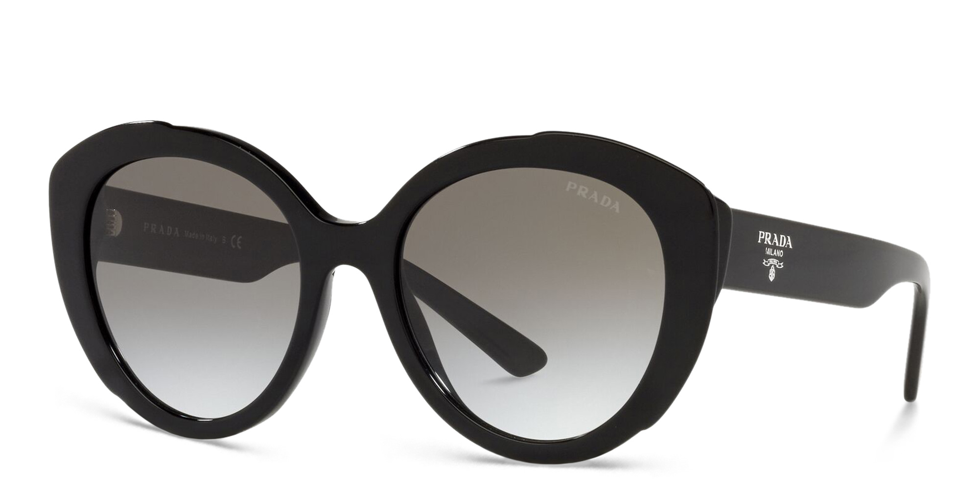 Shop PRADA Round Sunglasses in Black online.