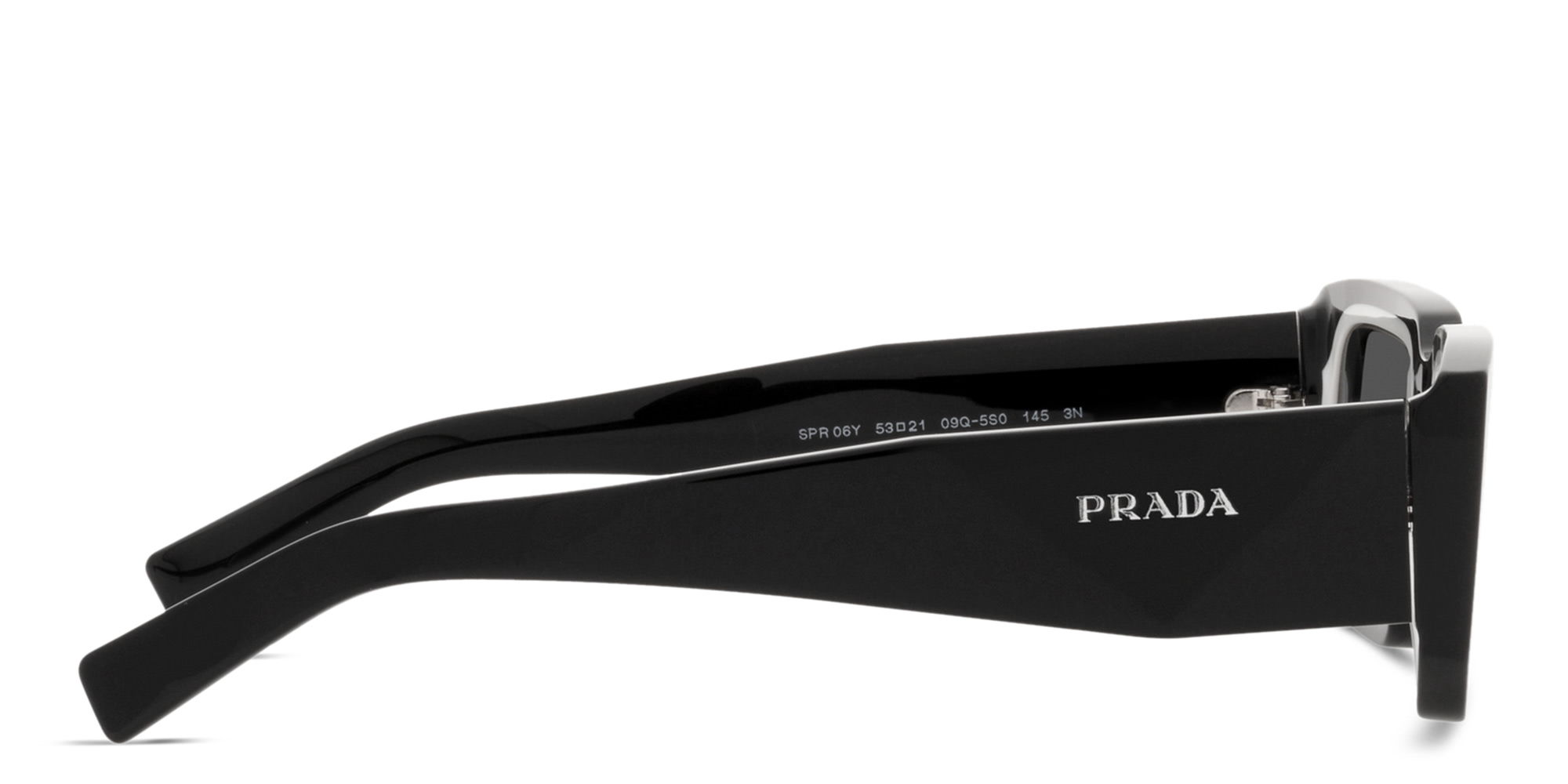 Shop PRADA Rectangle Sunglasses in Black online.