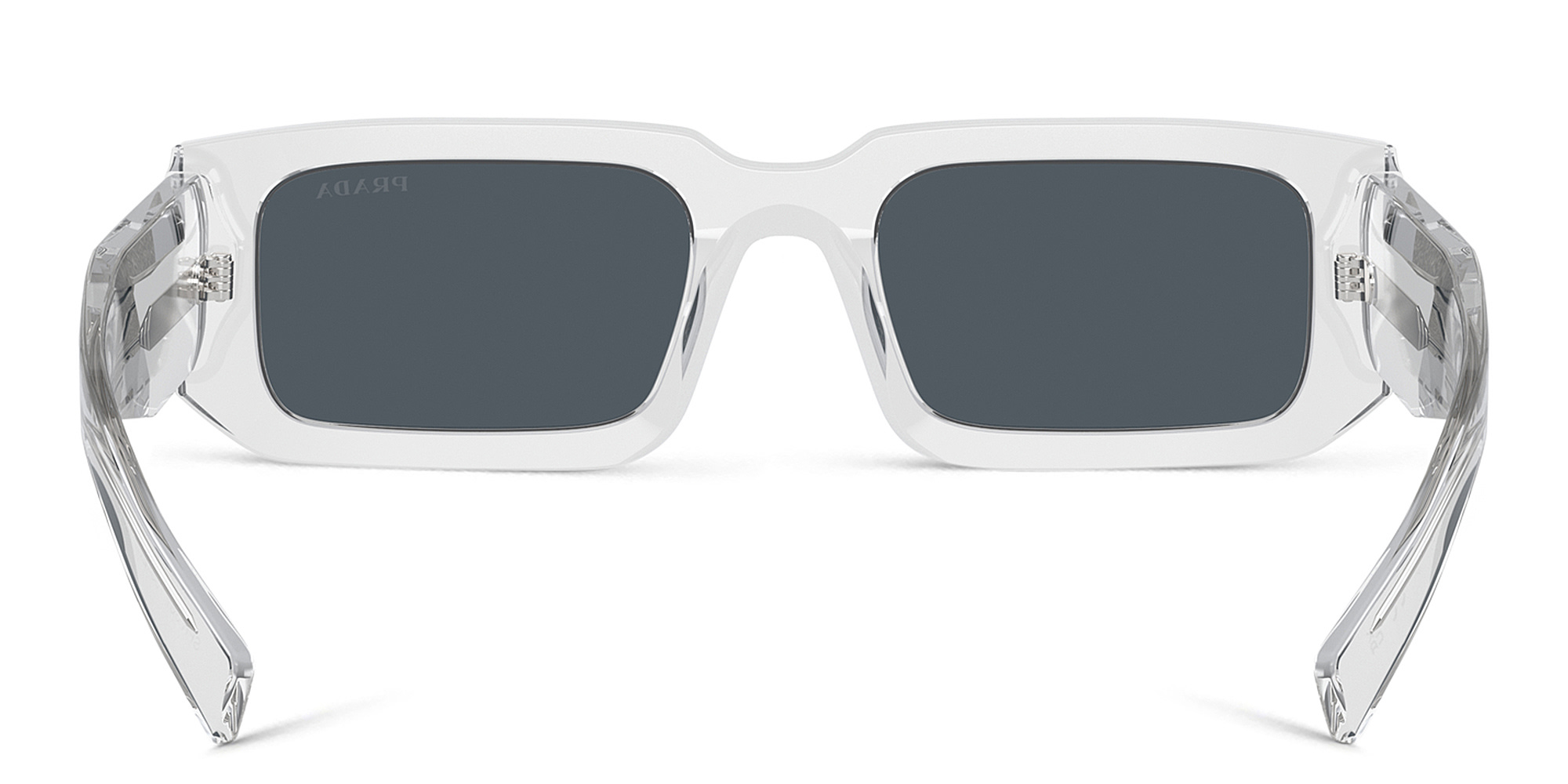 PRADA Logo Rectangle Sunglasses in Transparent Grey – Product Photo 4