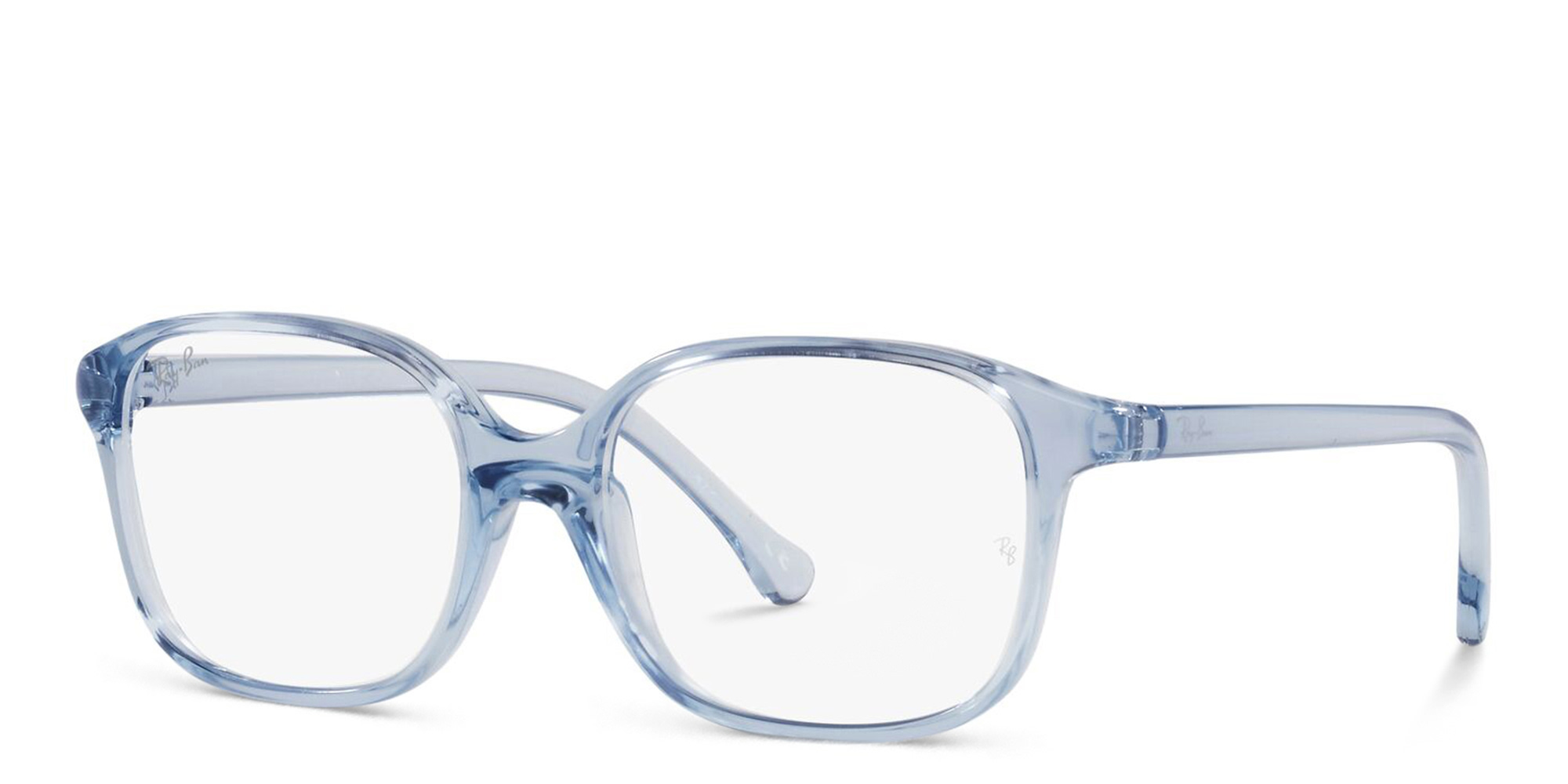 Shop Ray-Ban Junior Kids Square Eyeglasses in Transparent Light Blue online.