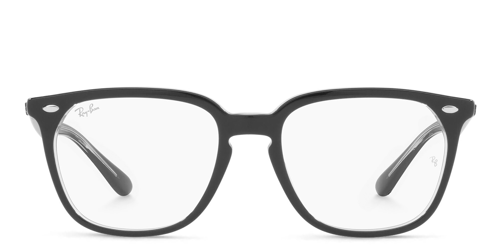 Shop Ray-Ban Square Eyeglasses in Black On Transparent online.