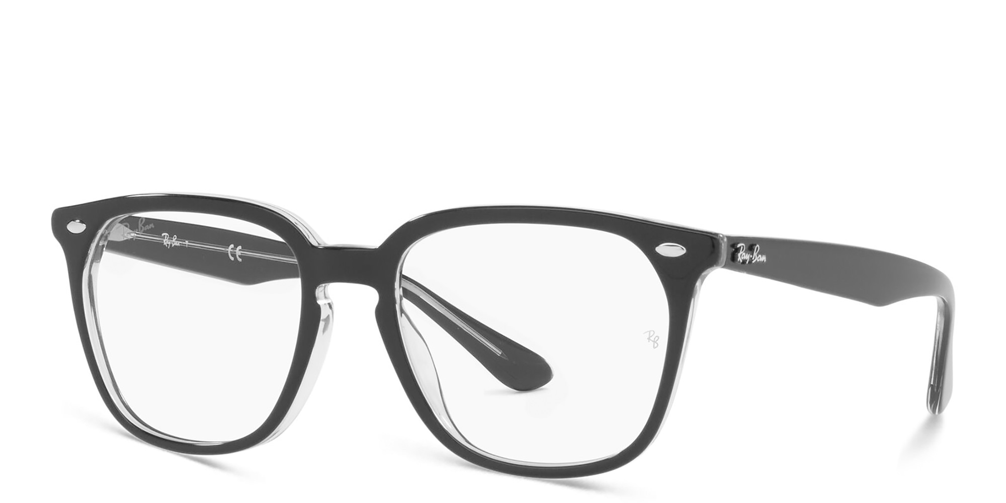 Shop Ray-Ban Square Eyeglasses in Black On Transparent online.