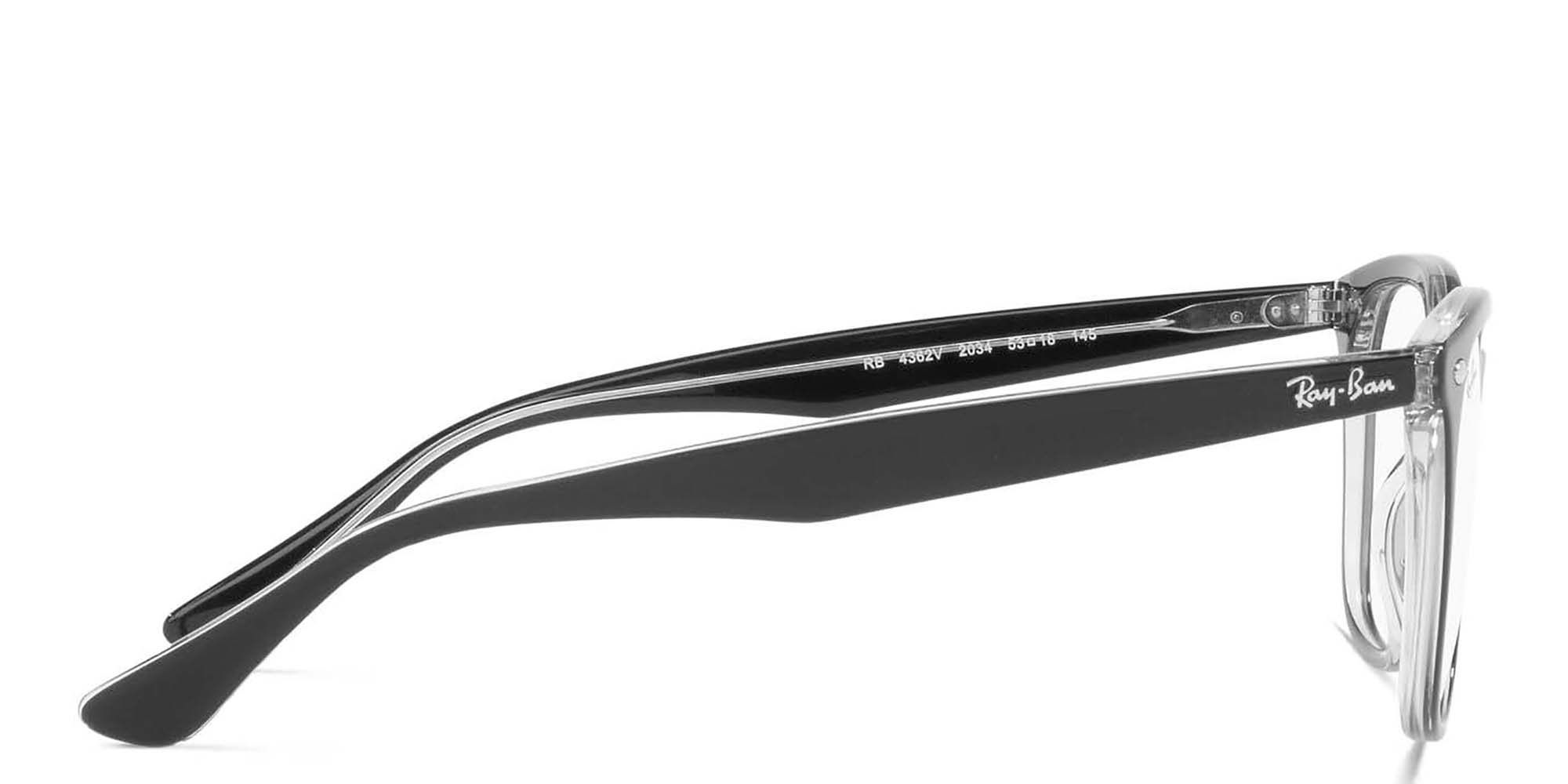 Shop Ray-Ban Square Eyeglasses in Black On Transparent online.