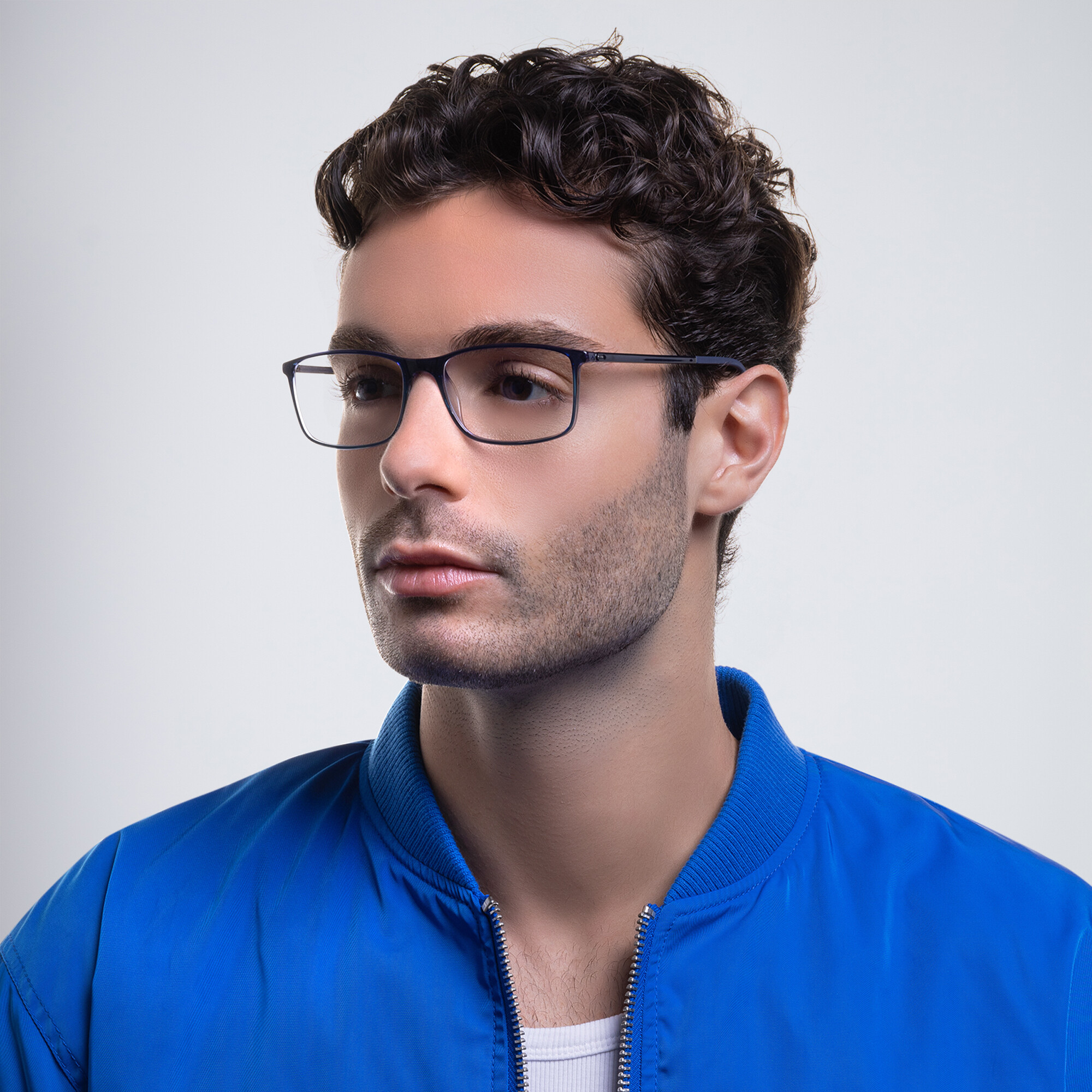 Shop Silhouette Rectangle Eyeglasses in Blue online.