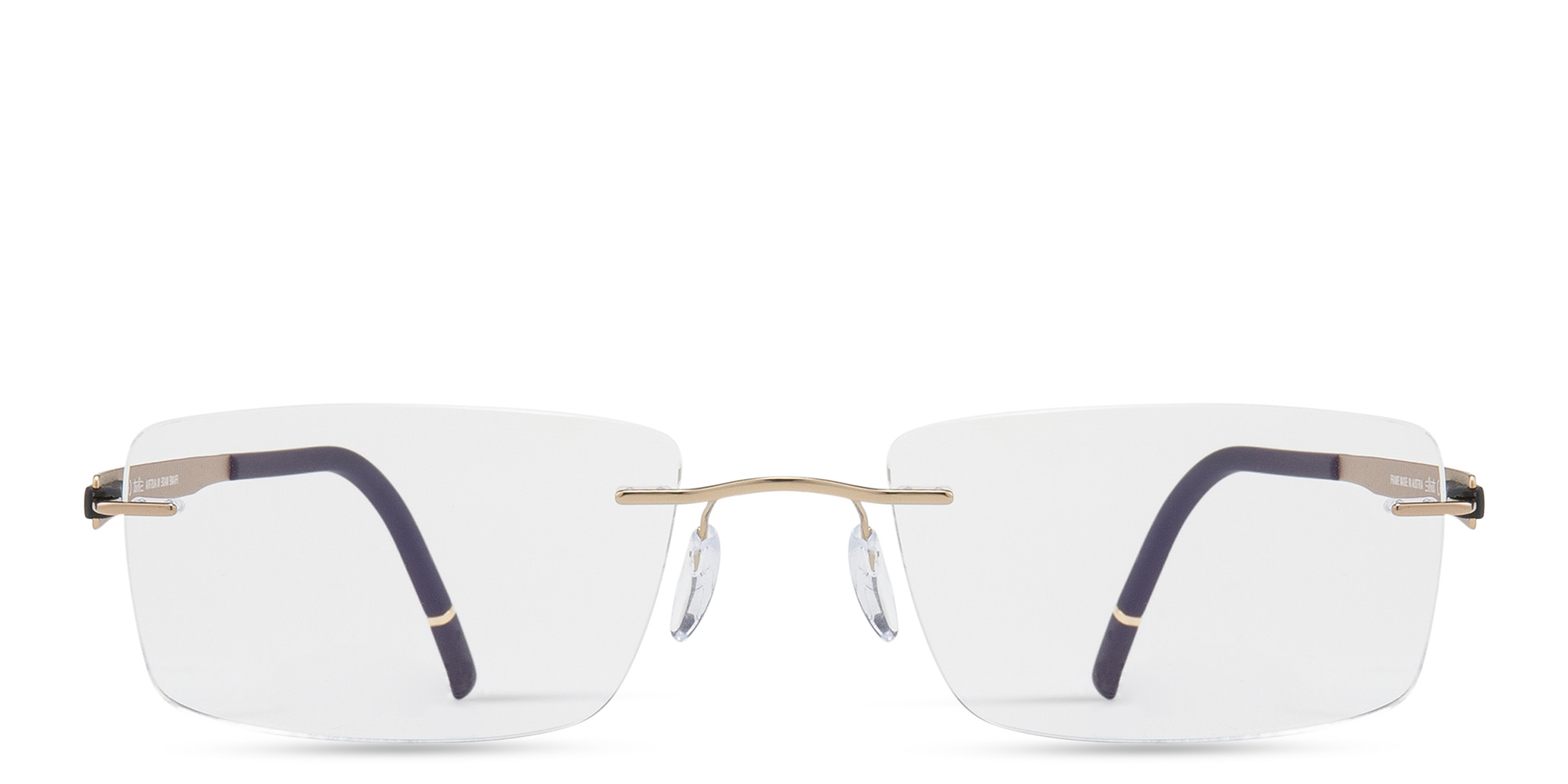 Silhouette Rimless Wide Rectangle Eyeglasses in Gold – Product Photo 1