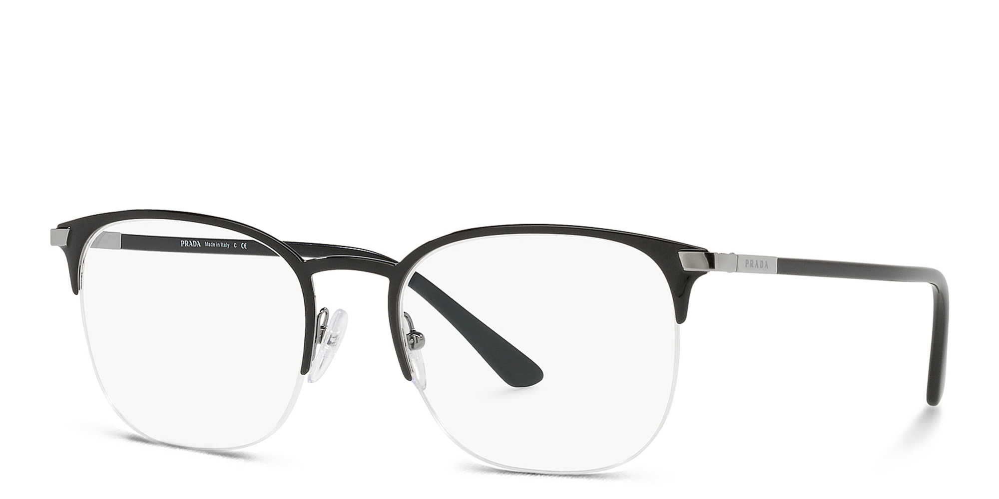 PRADA Half-Rim Square Eyeglasses in Black – Product Photo 2
