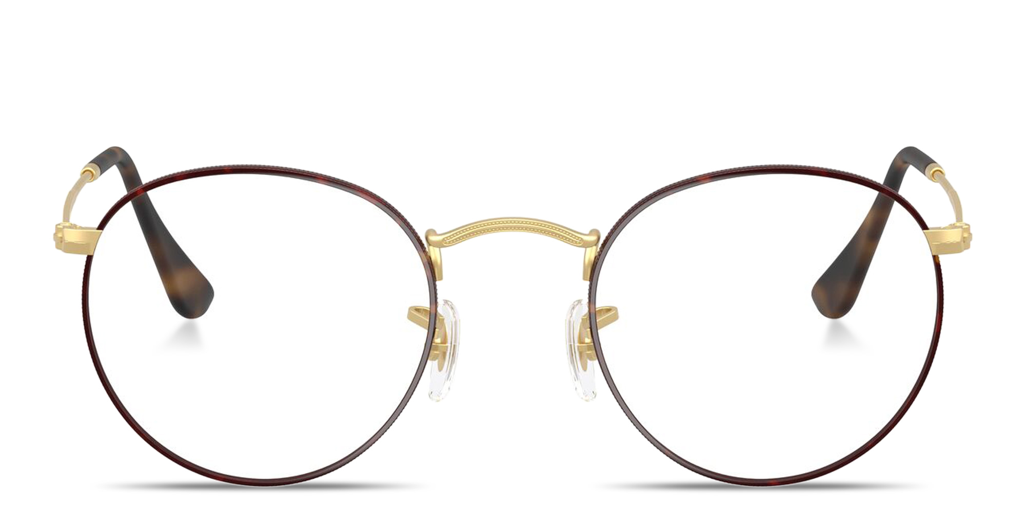 Shop Ray-Ban Round Metal Optics Unisex Eyeglasses in Havana On Gold online.