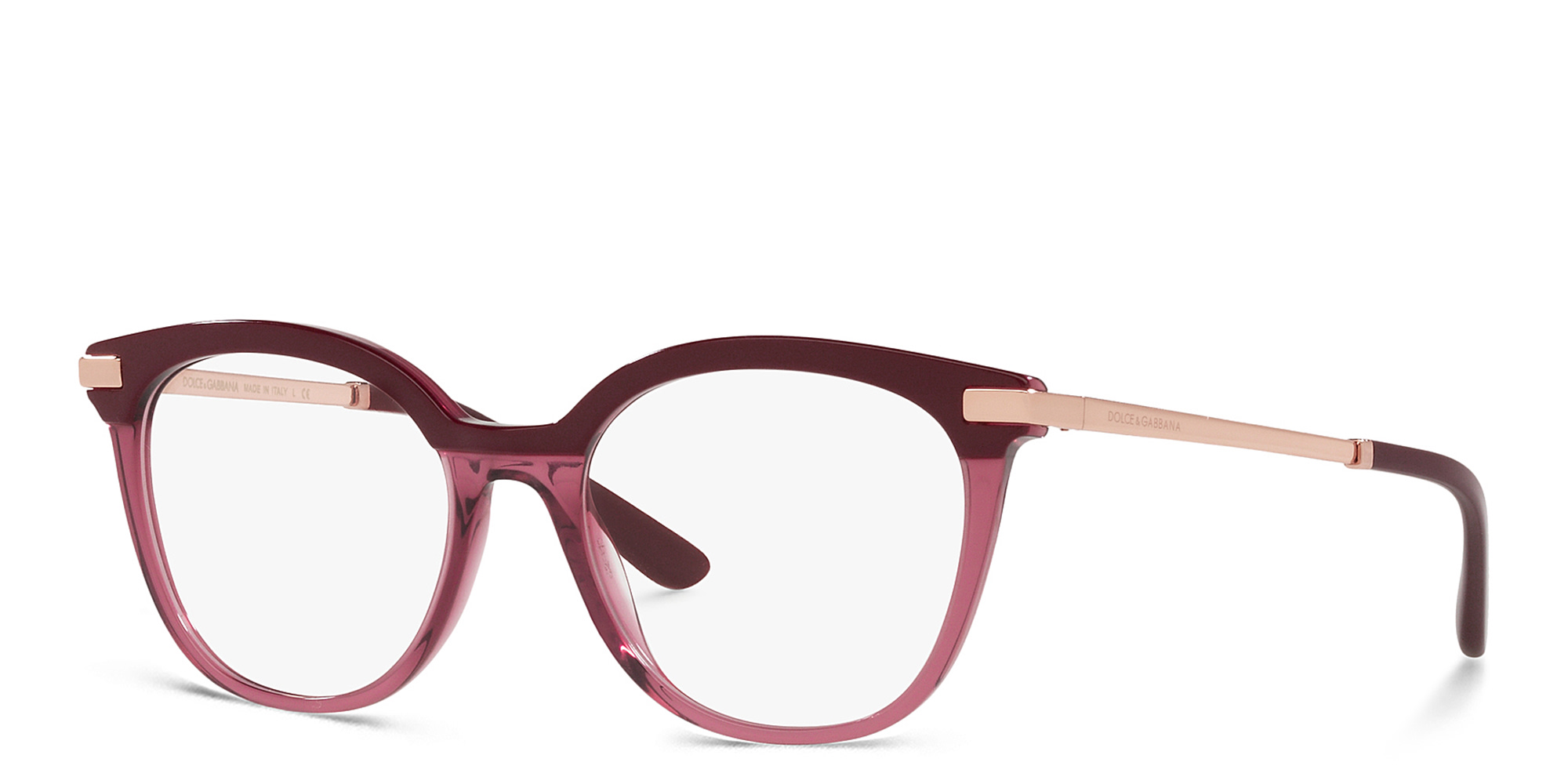 Dolce & Gabbana Panthos Eyeglasses in Bordeaux/Transparent Bordeaux – Product Photo 2