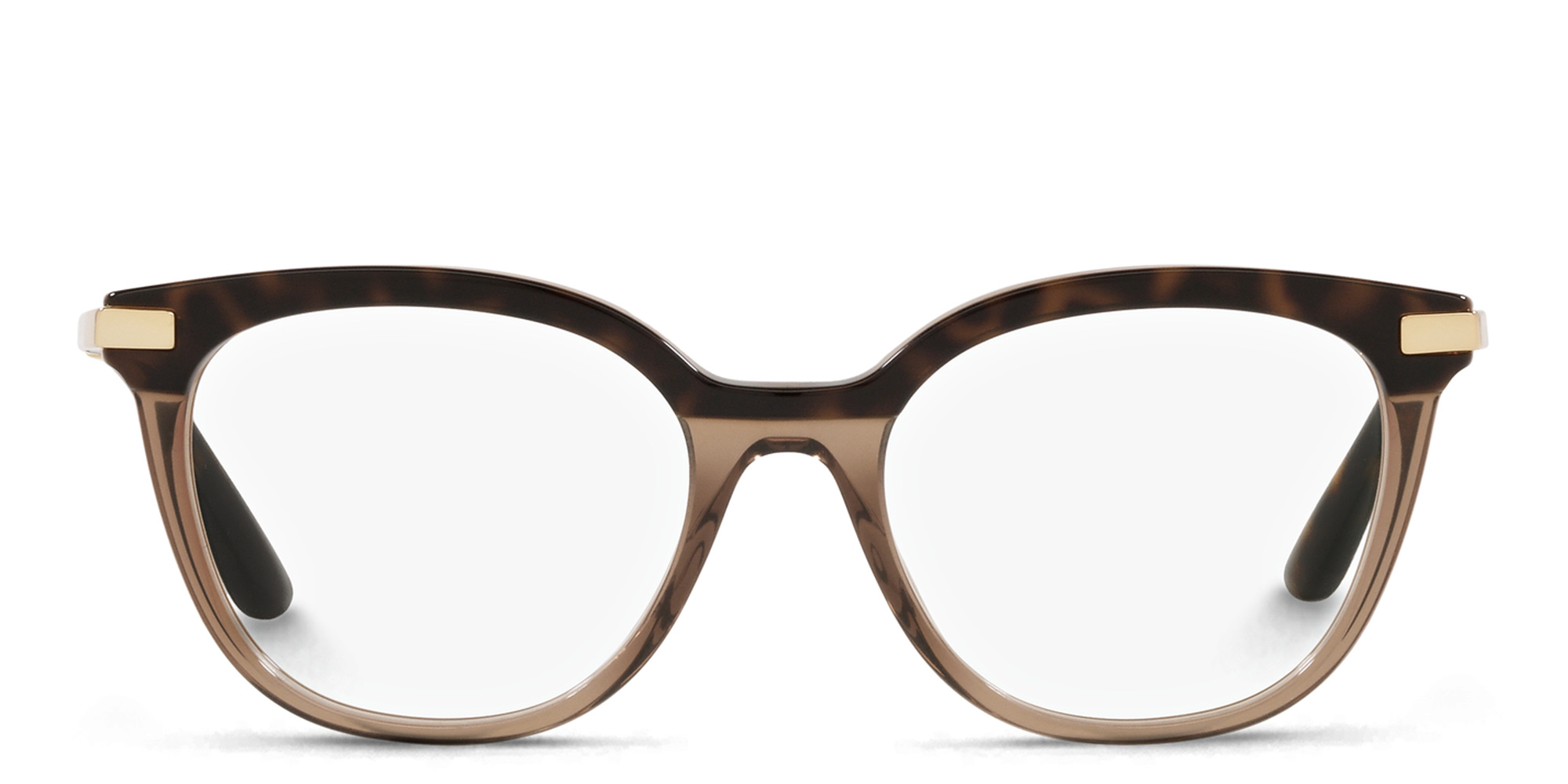 Dolce & Gabbana Round Eyeglasses in Havana /Transparent Brown – Product Photo 1