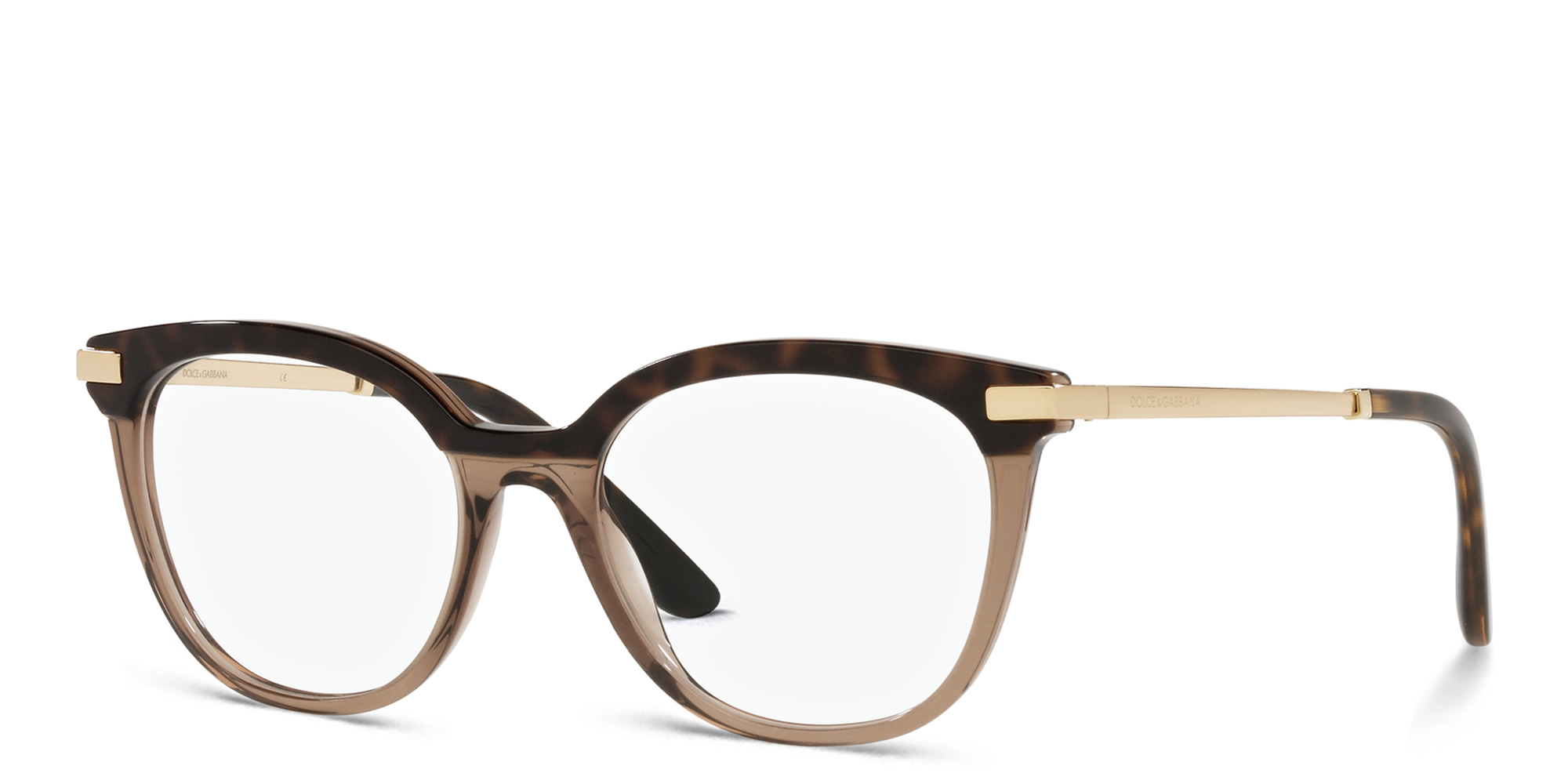 Dolce & Gabbana Round Eyeglasses in Havana /Transparent Brown – Product Photo 2
