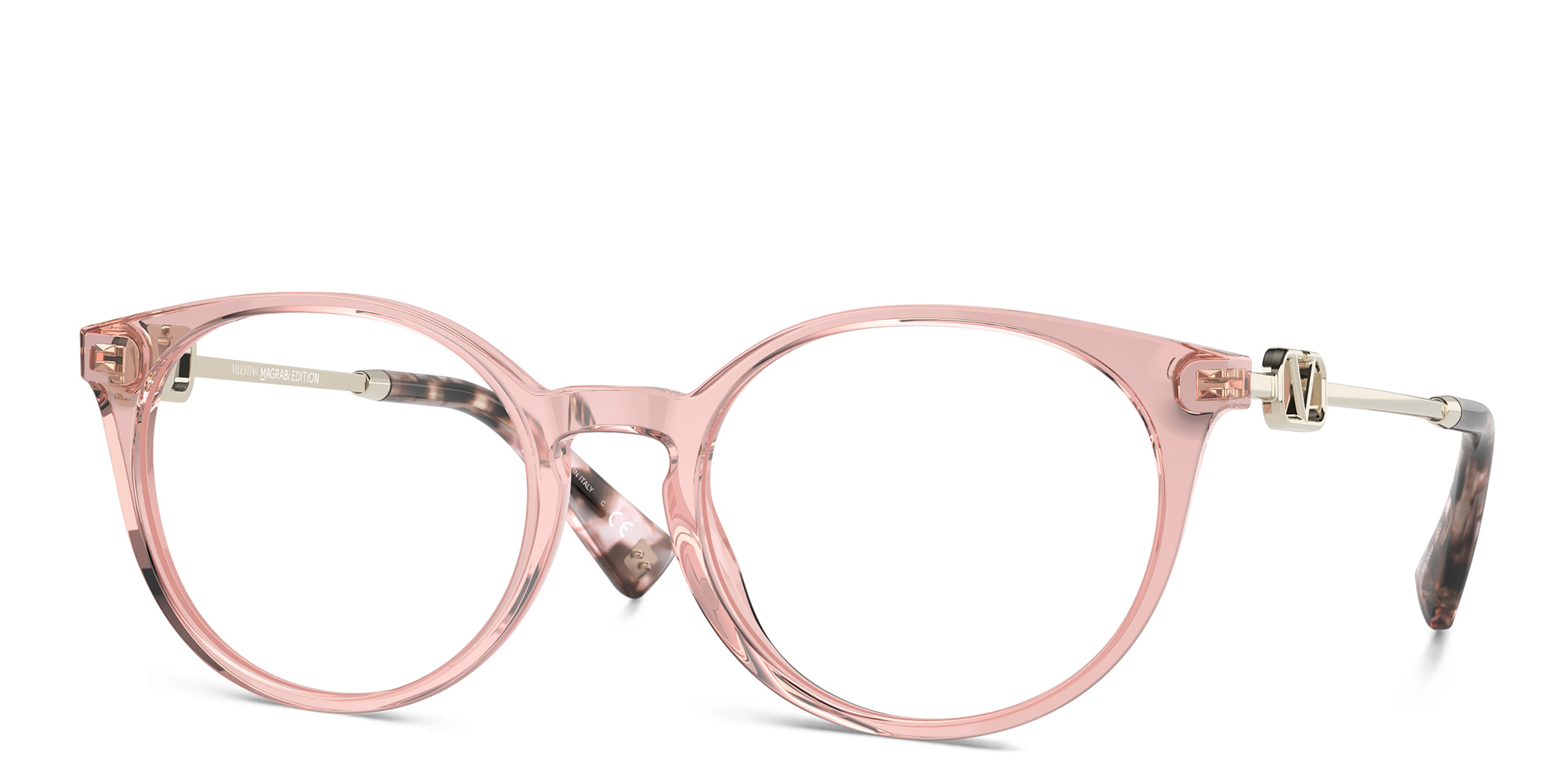 VALENTINO V Logo Round Eyeglasses in Pink – Product Photo 2