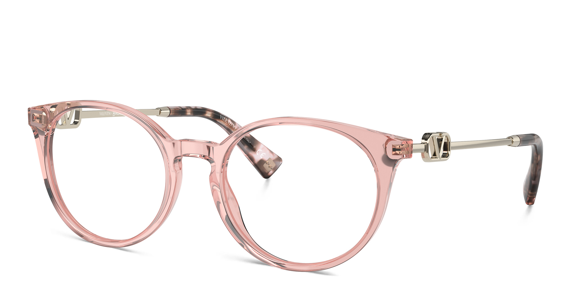 VALENTINO V Logo Round Eyeglasses in Pink – Product Photo 3