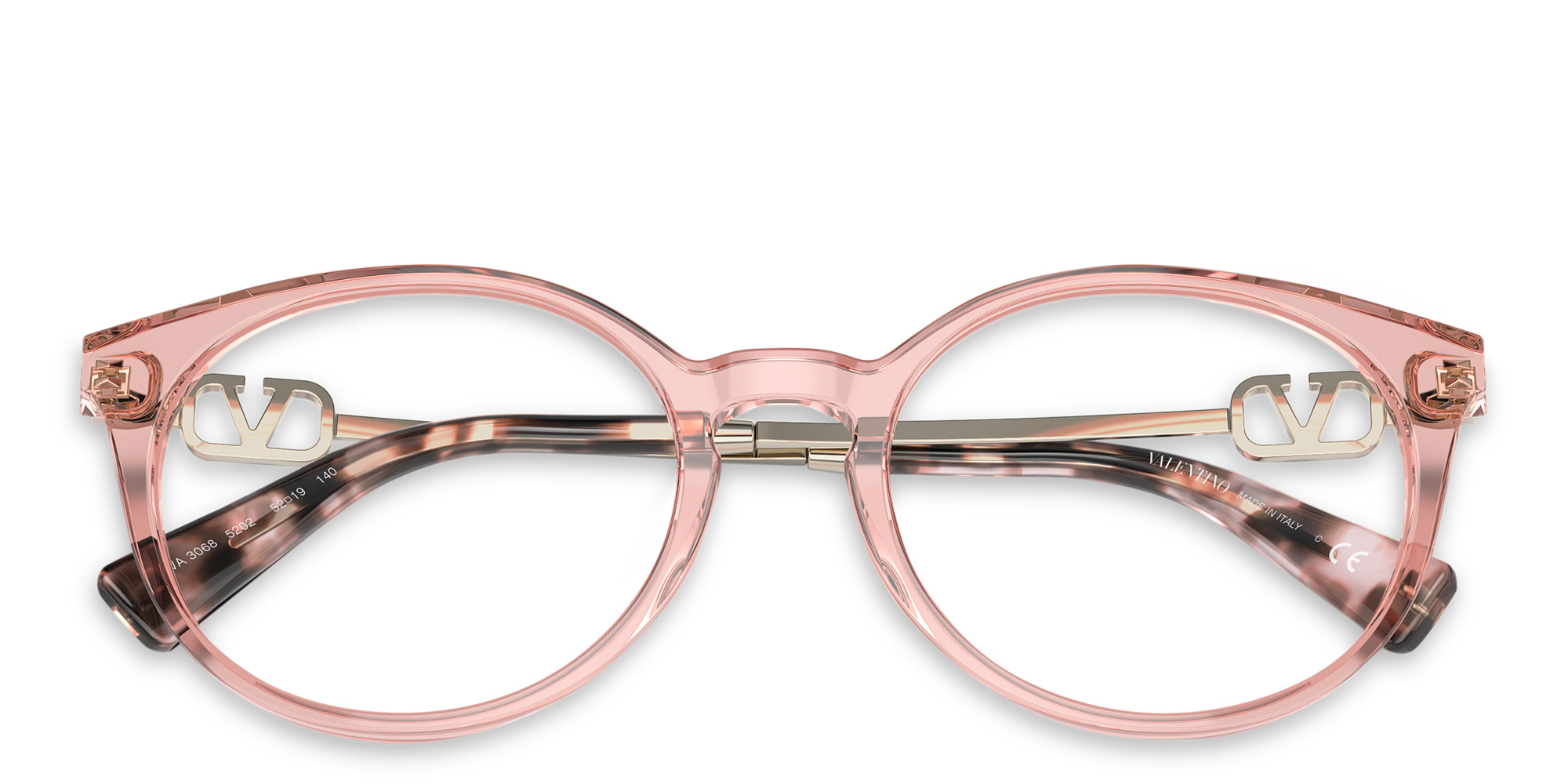 VALENTINO V Logo Round Eyeglasses in Pink – Product Photo 5