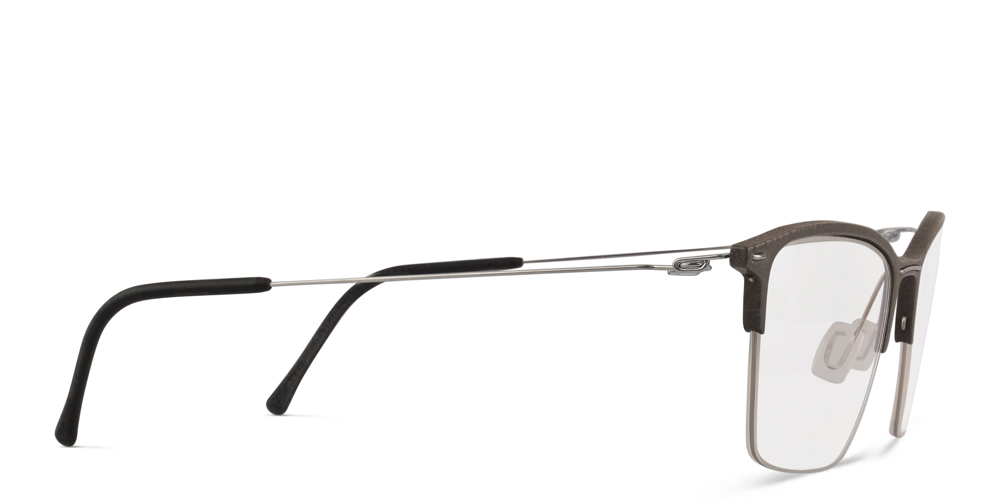 نظارة طبية مربعة بنصف إطار من مونوجرام بلون رمادي - صورة المنتج 3