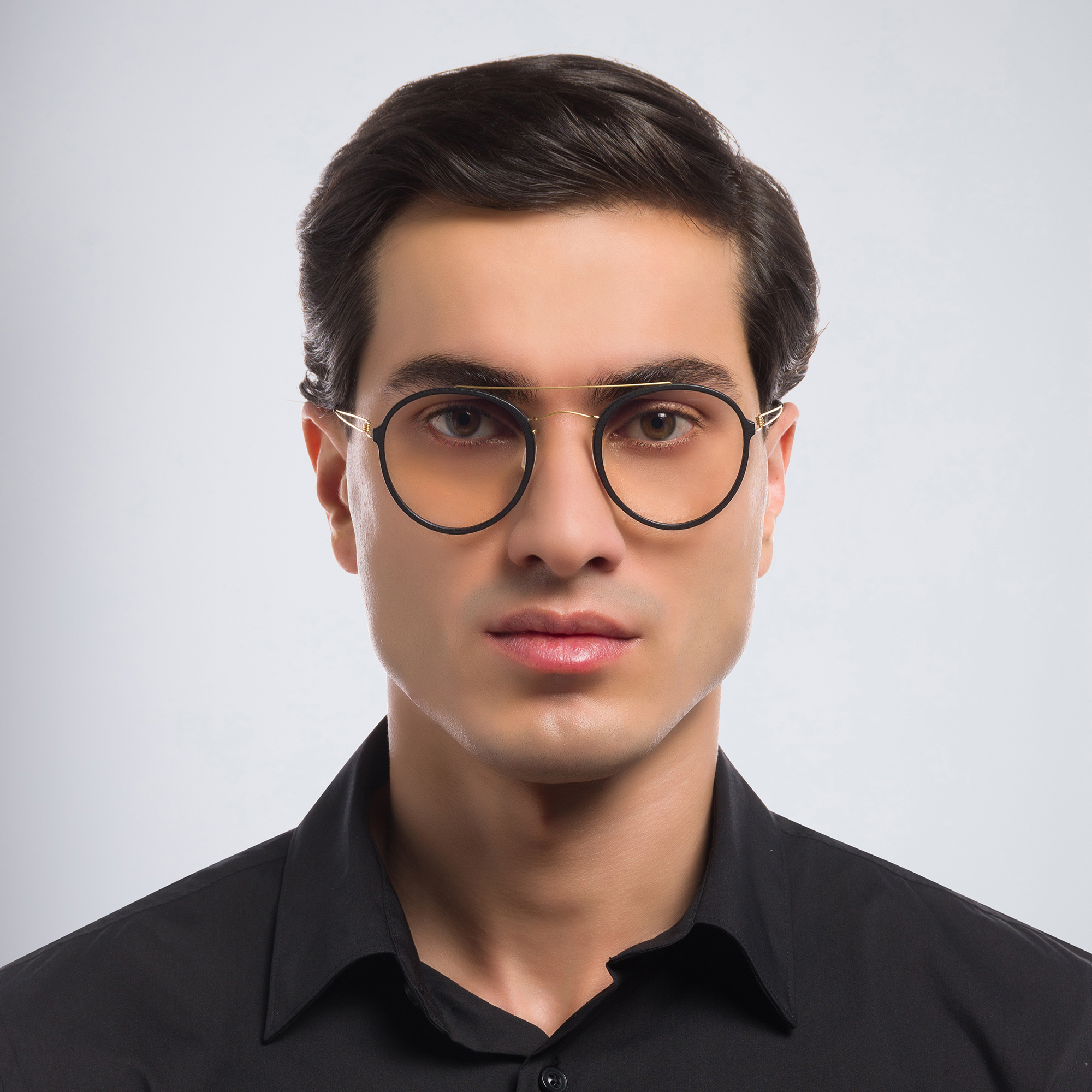 Shop MONOGRAM Unisex Round Eyeglasses in Black online.