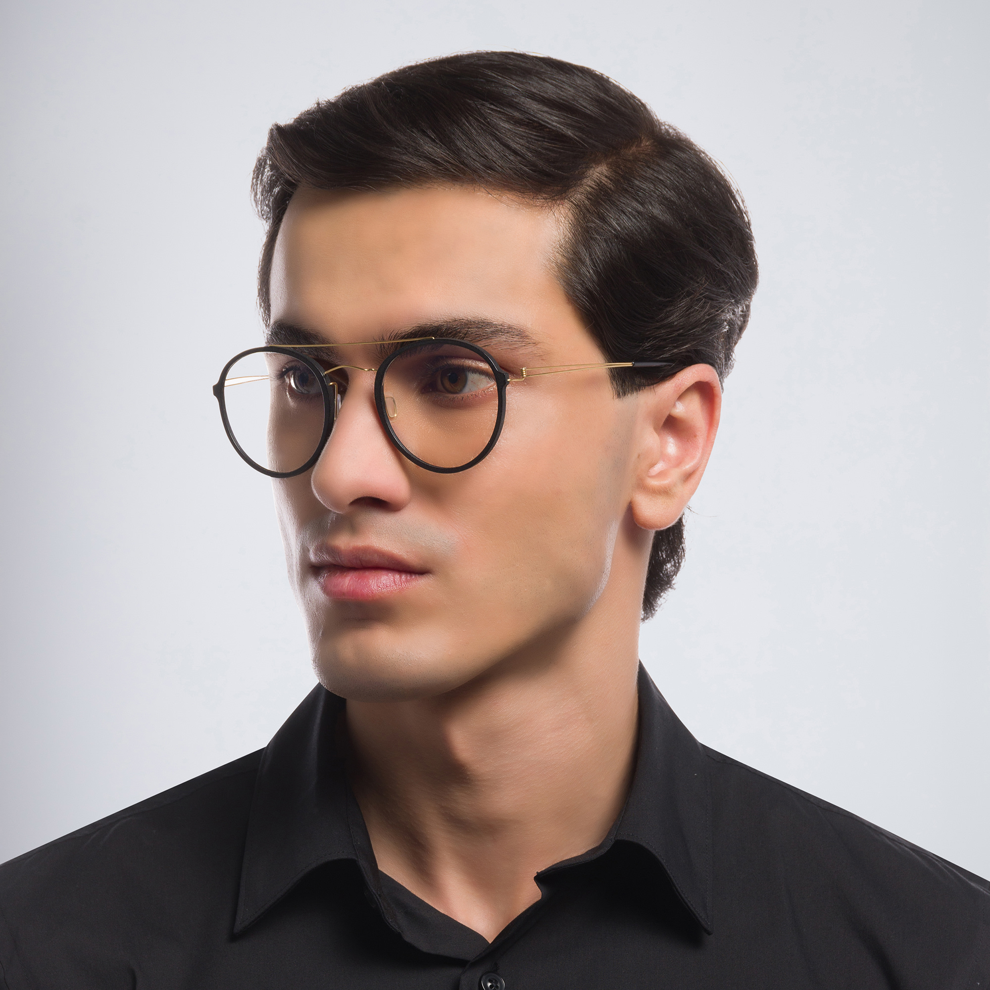 Shop MONOGRAM Unisex Round Eyeglasses in Black online.