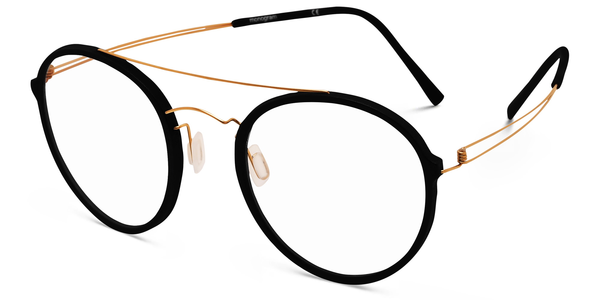 Shop MONOGRAM Unisex Round Eyeglasses in Black online.