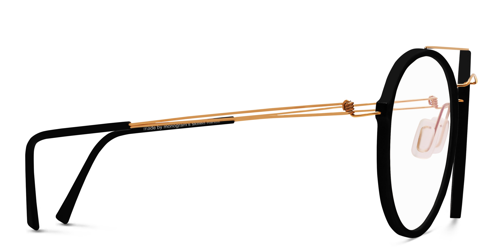 Shop MONOGRAM Unisex Round Eyeglasses in Black online.