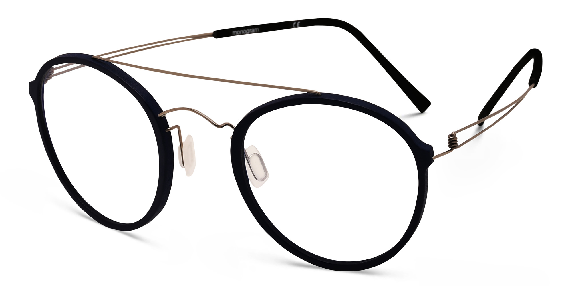 Shop MONOGRAM Unisex Round Eyeglasses in Blue online.