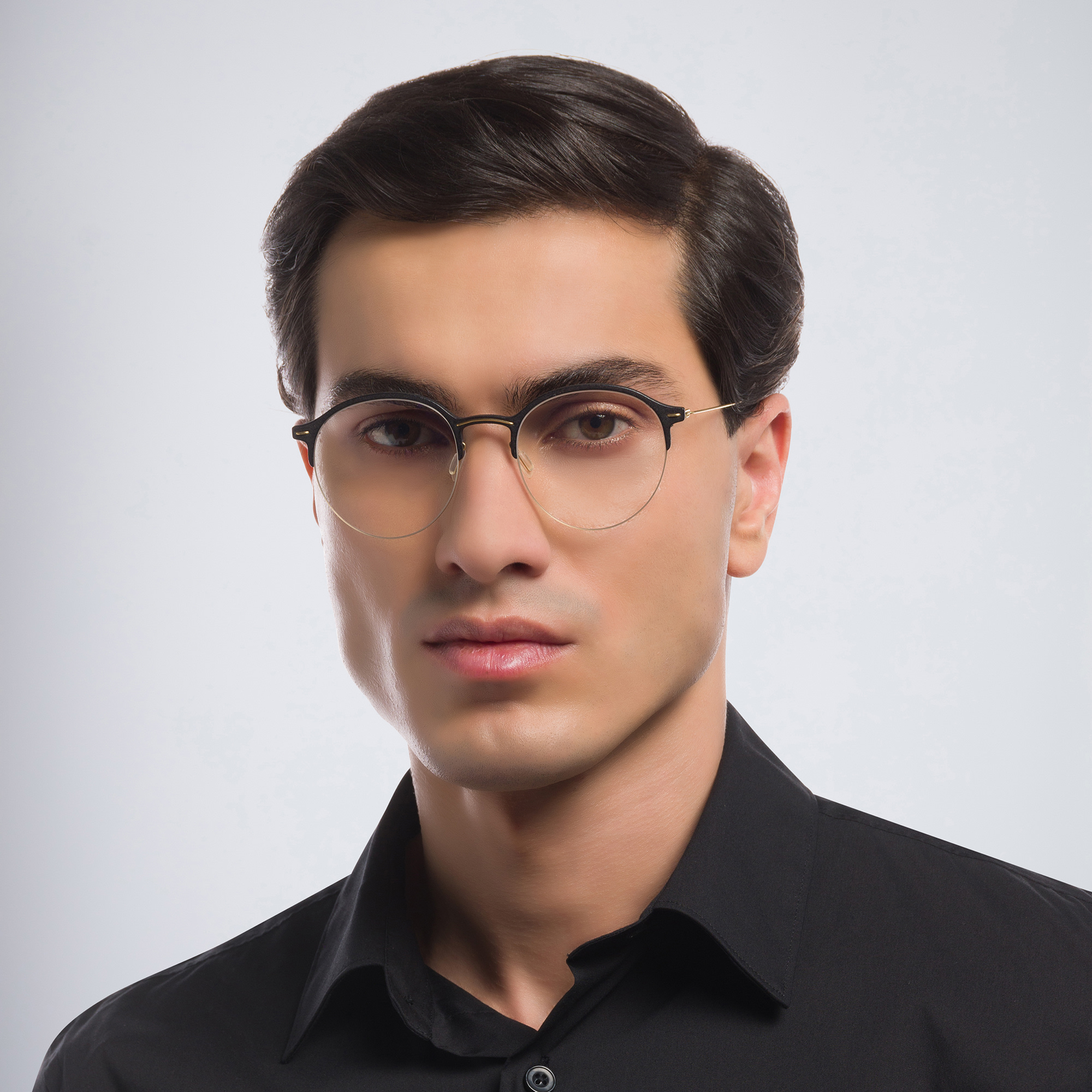 MONOGRAM Unisex Half Rim Round Eyeglasses in Black – Product Photo 8