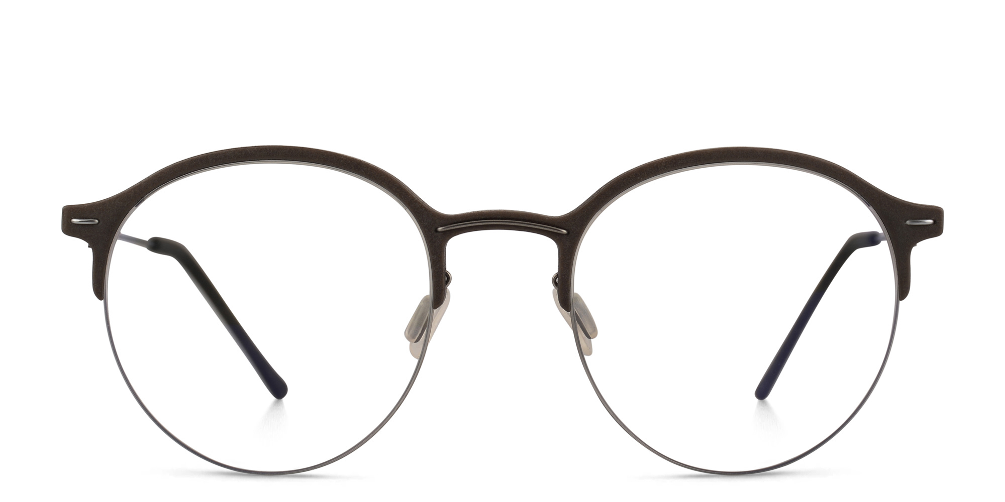 Shop MONOGRAM Unisex Half Rim Round Eyeglasses in Grey online.