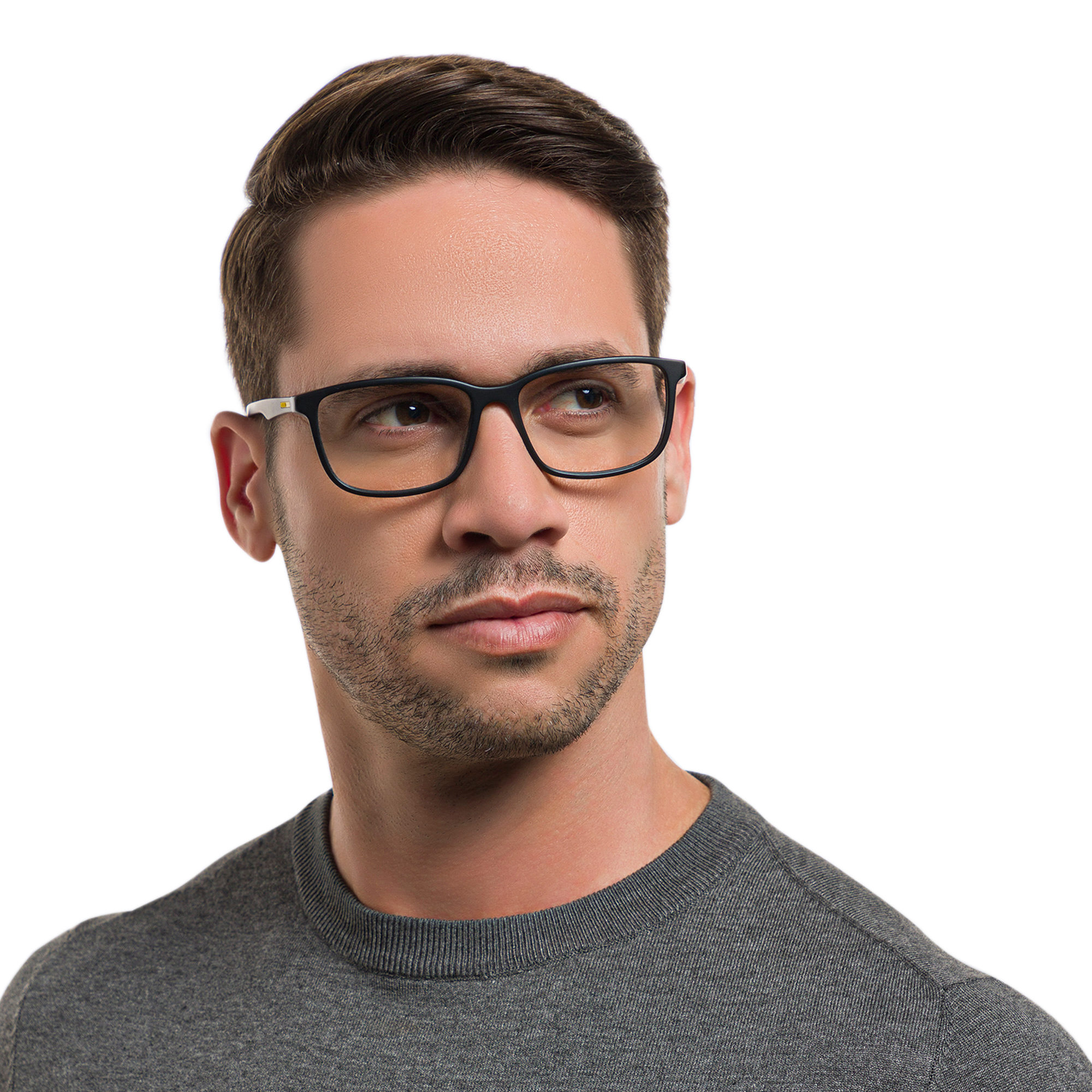 Shop EYE'M Wide Rectangle Eyeglasses in Black online.