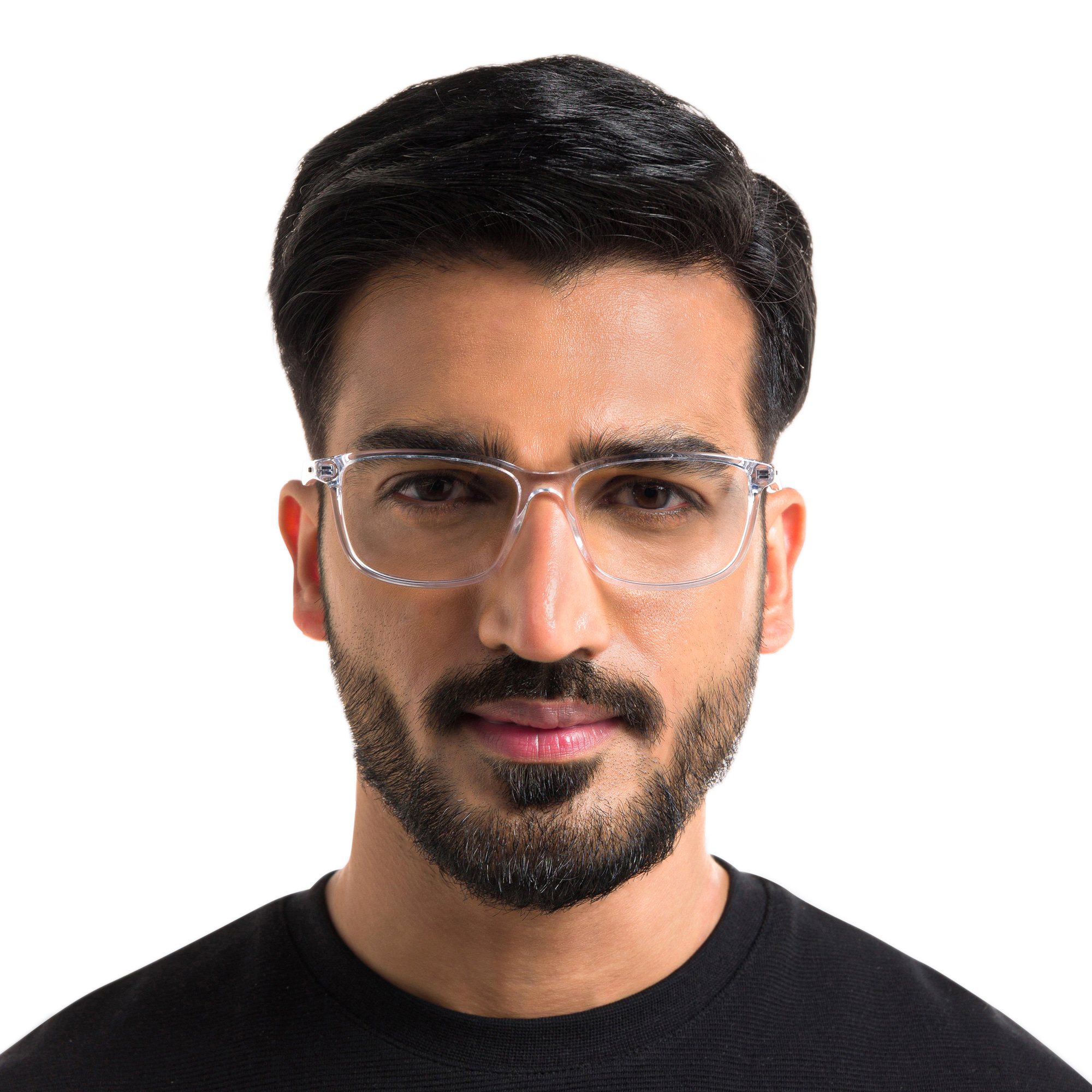 EYE'M Wide Rectangle Eyeglasses in Clear – Product Photo 5