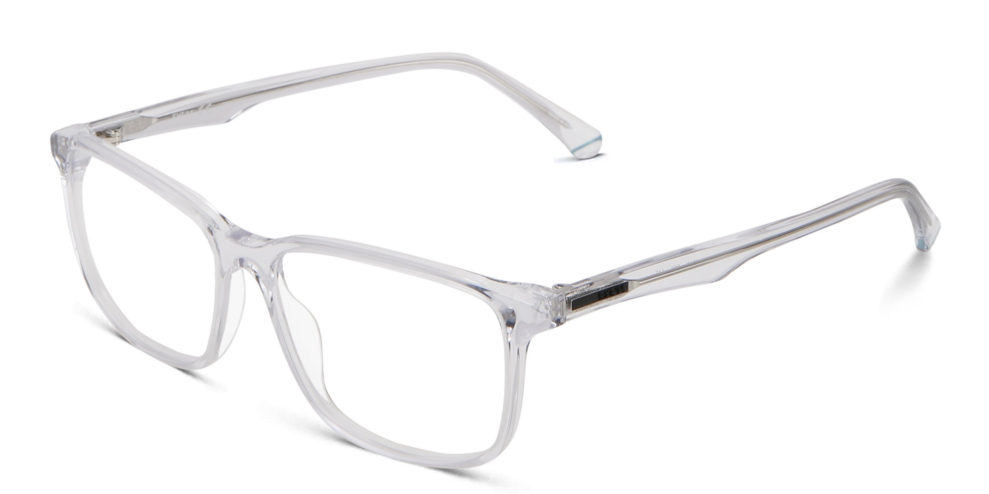 EYE'M Wide Rectangle Eyeglasses in Clear – Product Photo 2