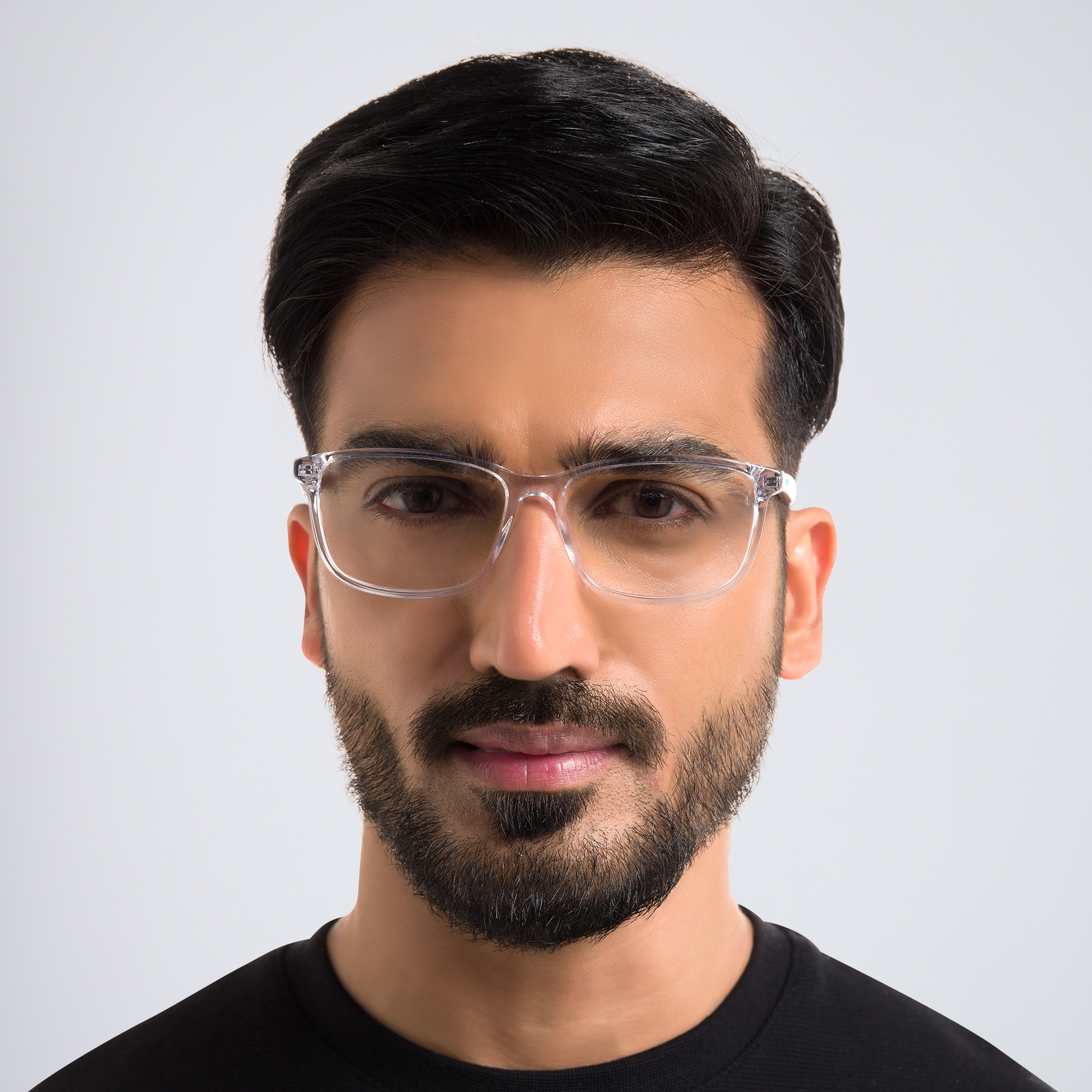 Shop EYE'M Wide Rectangle Eyeglasses in Transparent online.