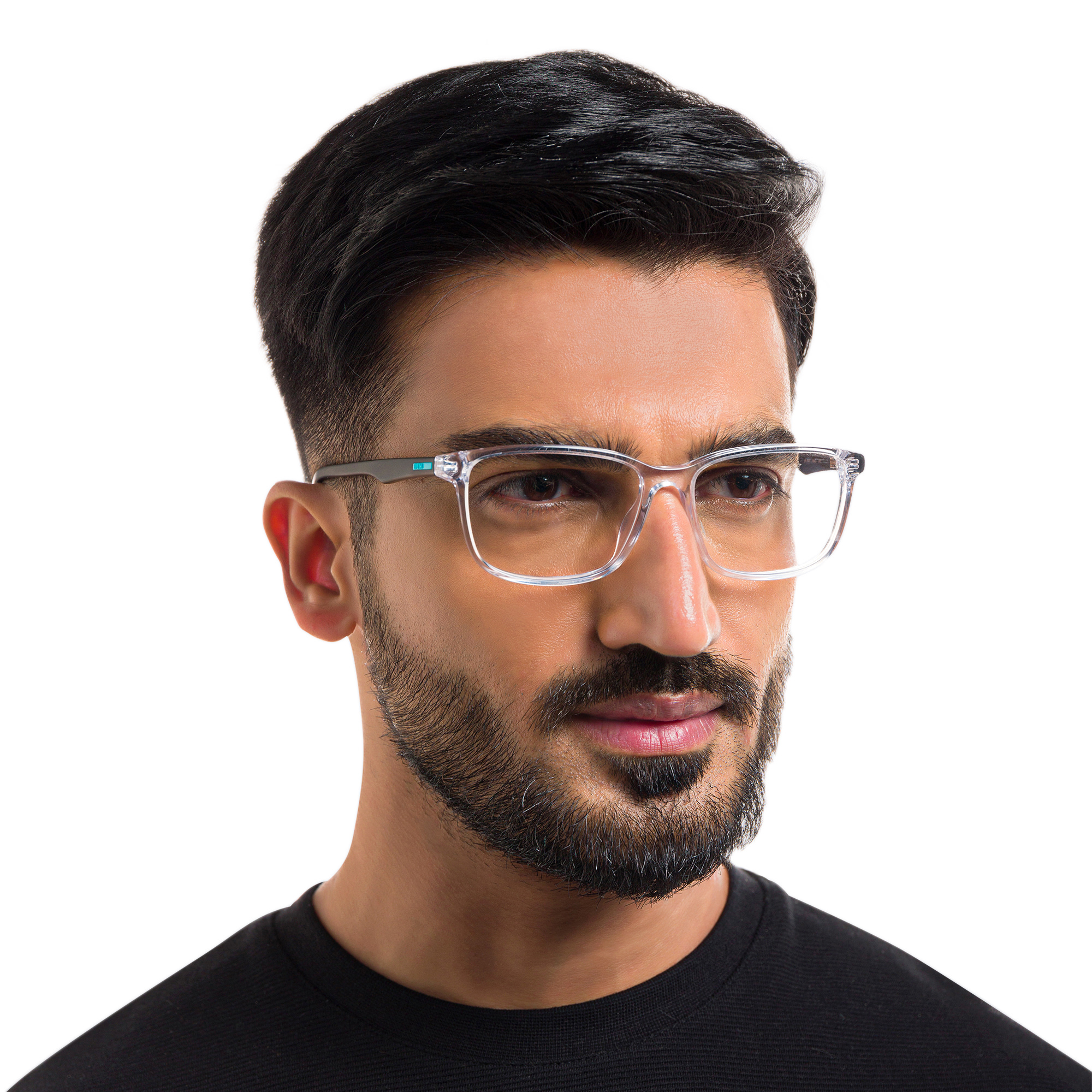Shop EYE'M Wide Rectangle Eyeglasses in Transparent online.