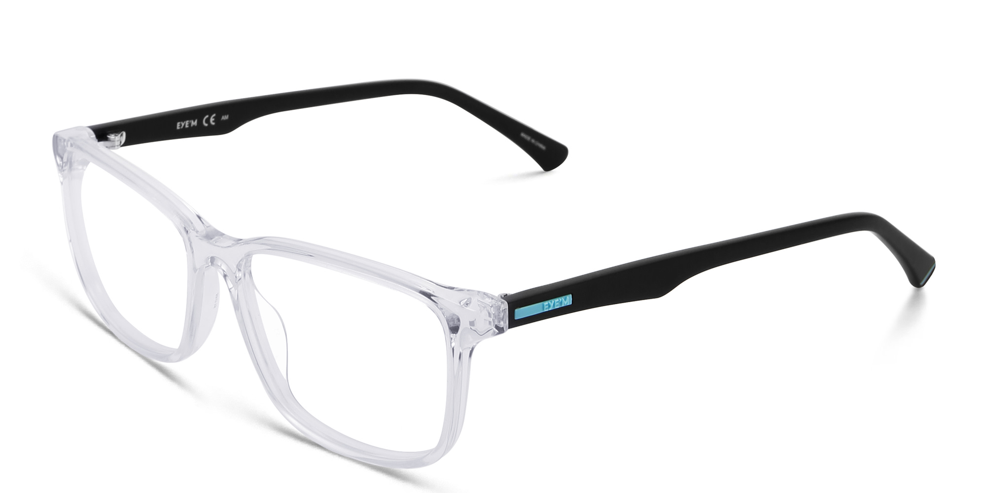 Shop EYE'M Wide Rectangle Eyeglasses in Transparent online.