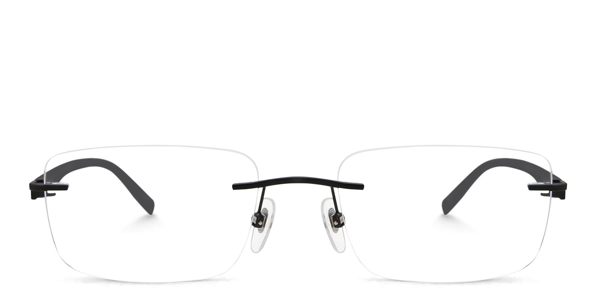 EYE'M Rimless Wide Rectangle Eyeglasses in Black – Product Photo 1