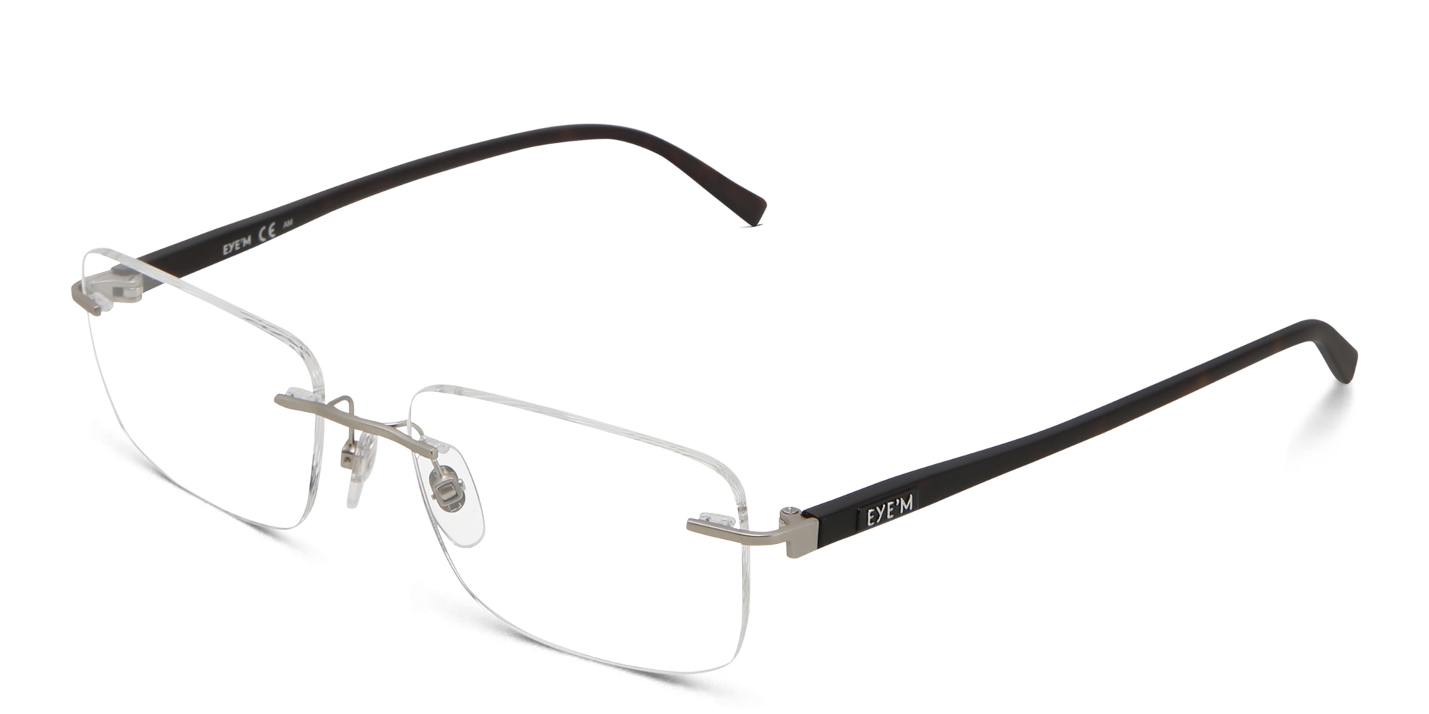 Shop EYE'M Rimless Wide Rectangle Eyeglasses in Gold online.