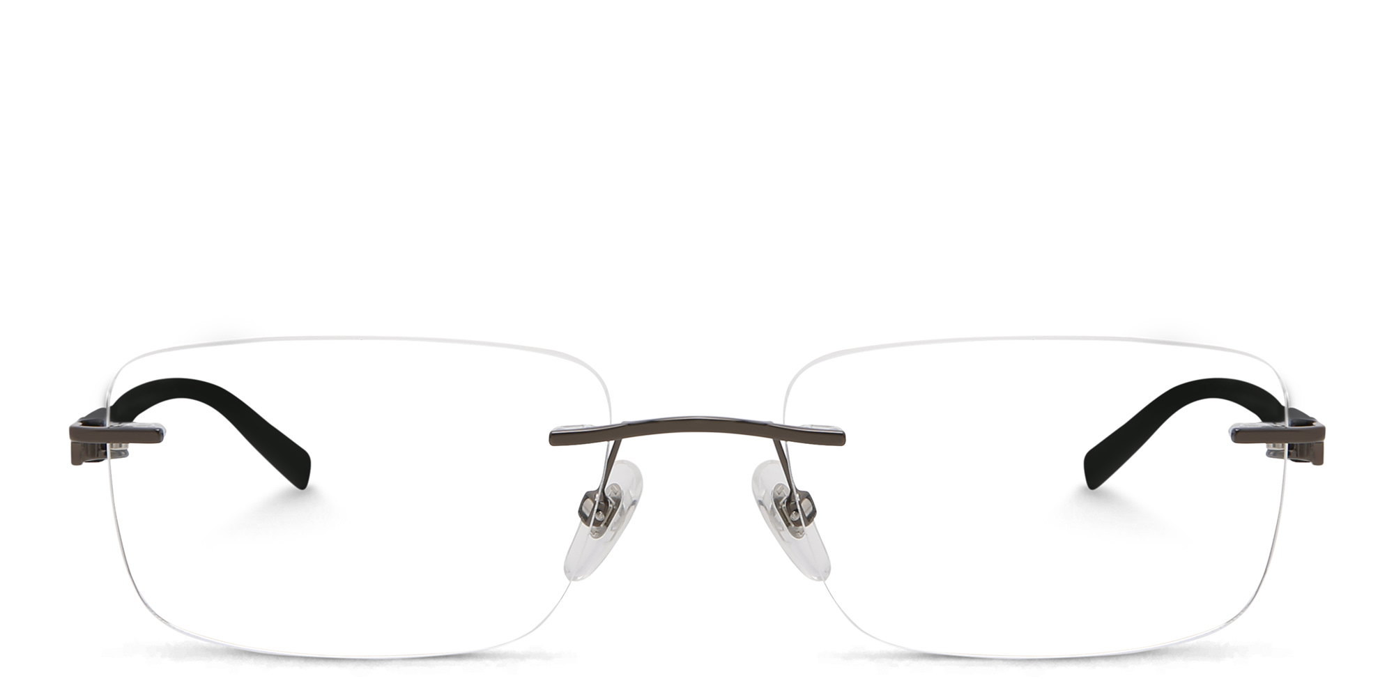 Shop EYE'M Rimless Wide Rectangle Eyeglasses in Gunmetal online.