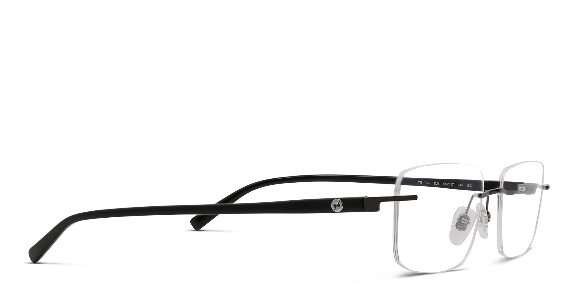 Shop EYE'M Rimless Wide Rectangle Eyeglasses in Gunmetal online.