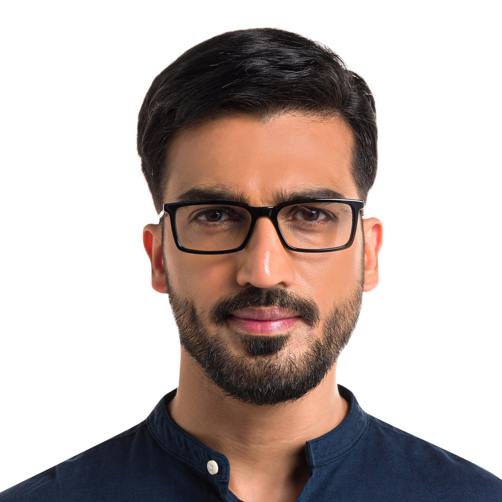 EYE'M Rectangle Eyeglasses in Black & Blue – Product Photo 6