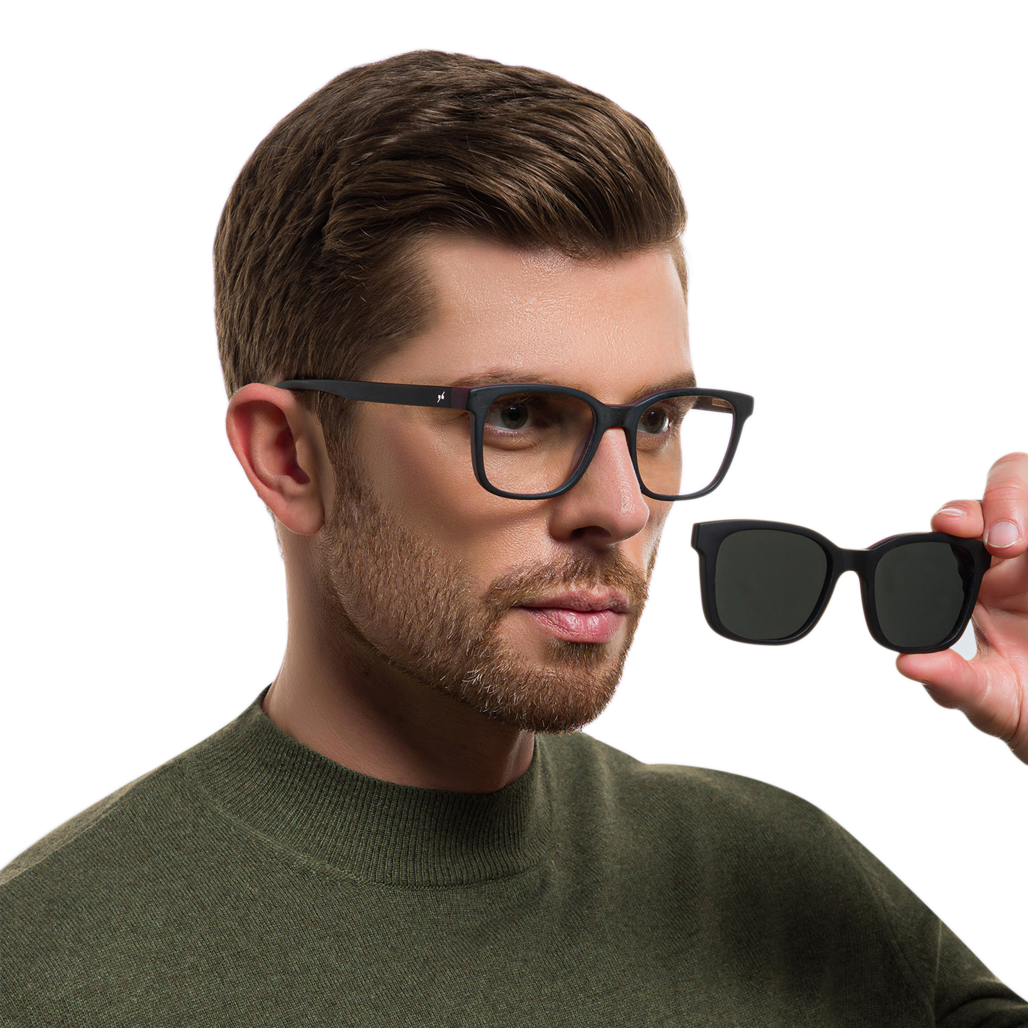 Shop EYE'M Square Eyeglasses in Burgundy & Black online.